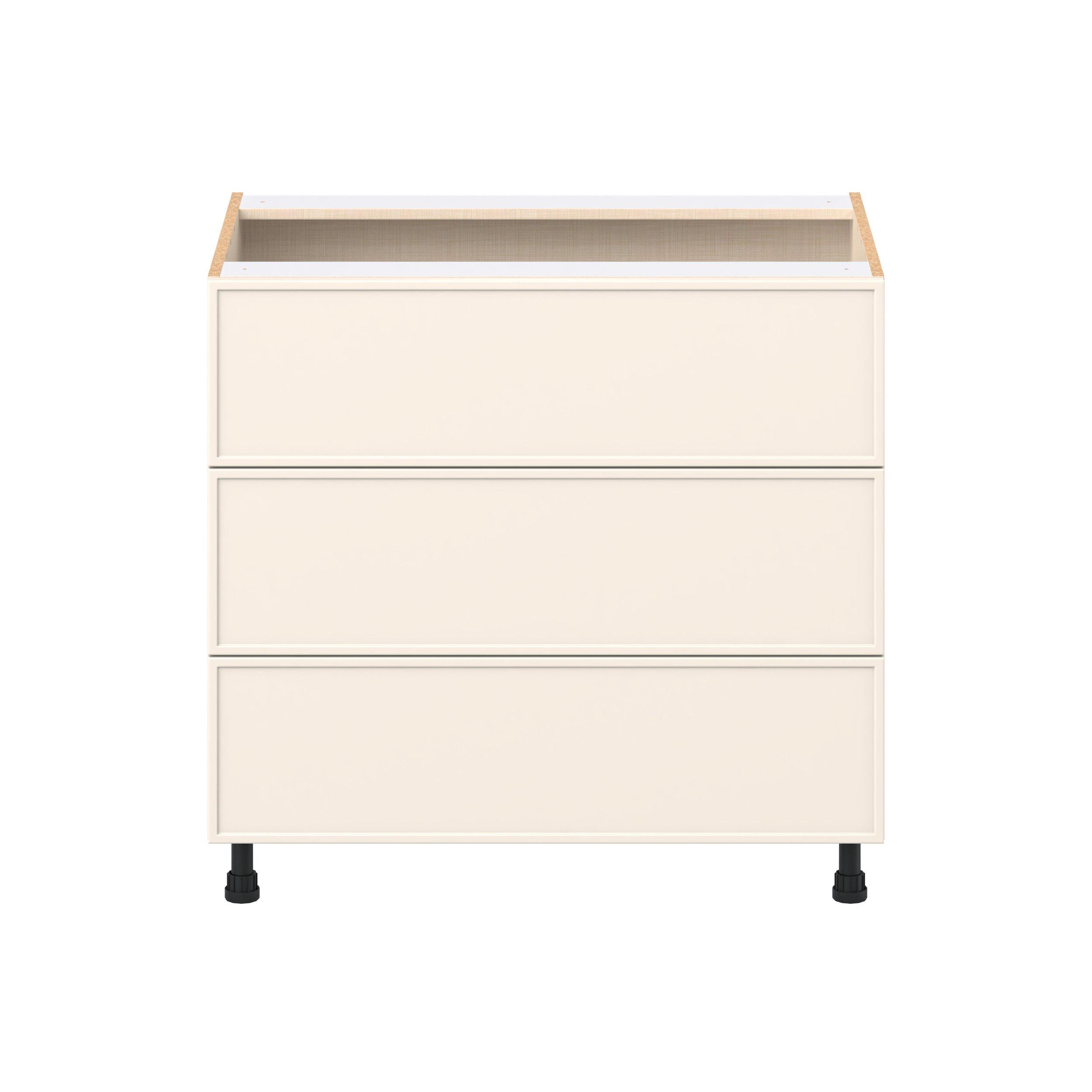 Linden 36 in. Painted Washed Linen Drawer Base Cabinet