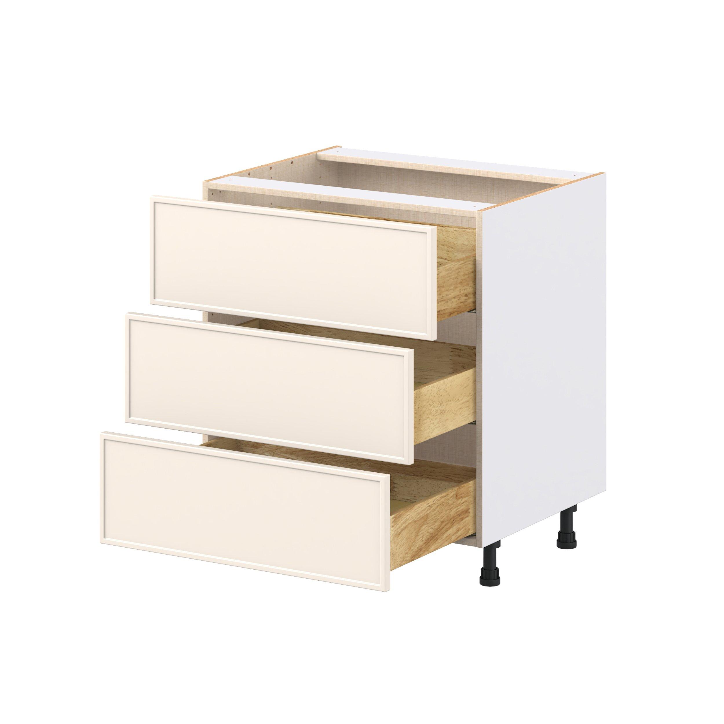 Linden 30 in. Painted Washed Linen Drawer Base Cabinet