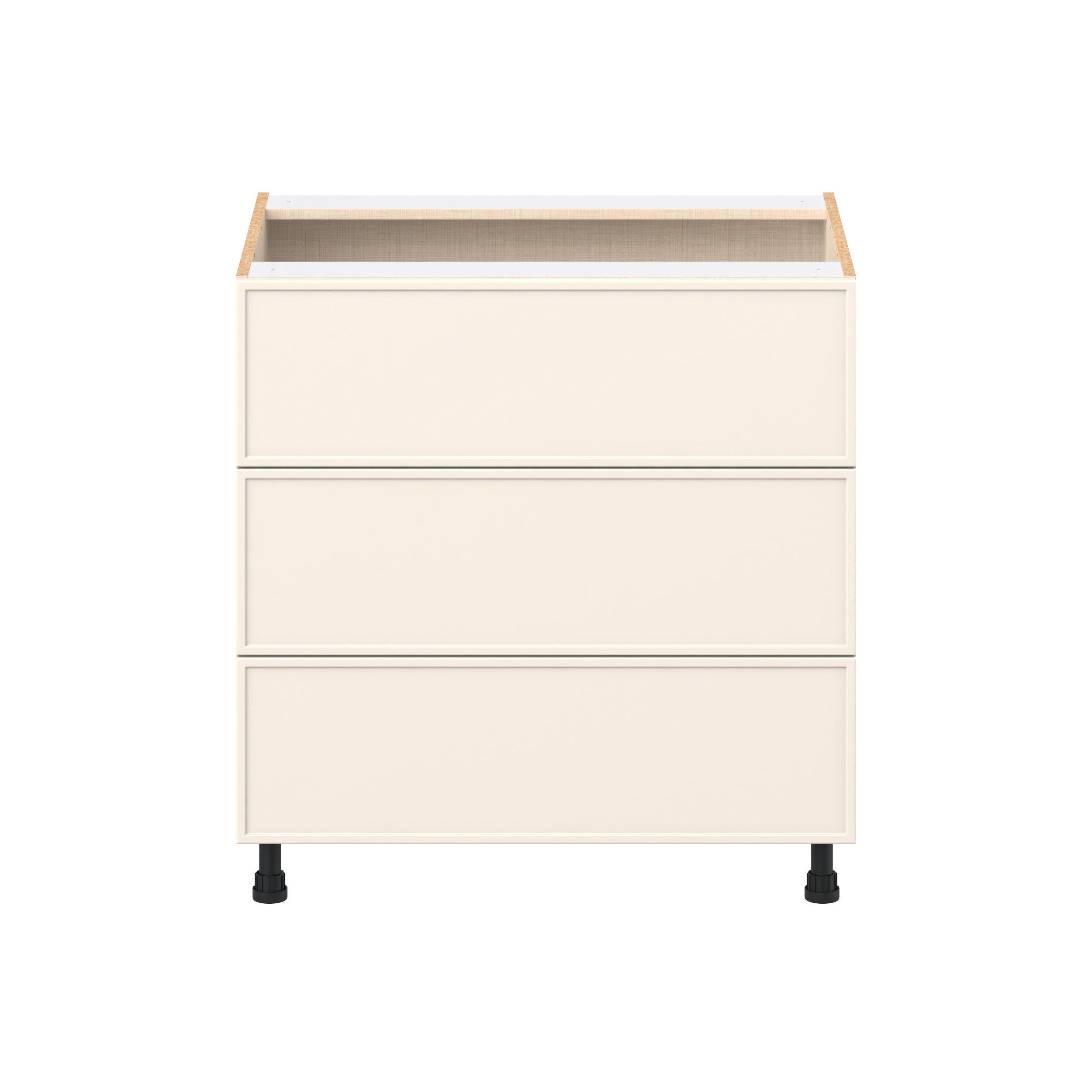 Linden 33 in. Painted Washed Linen Drawer Base Cabinet