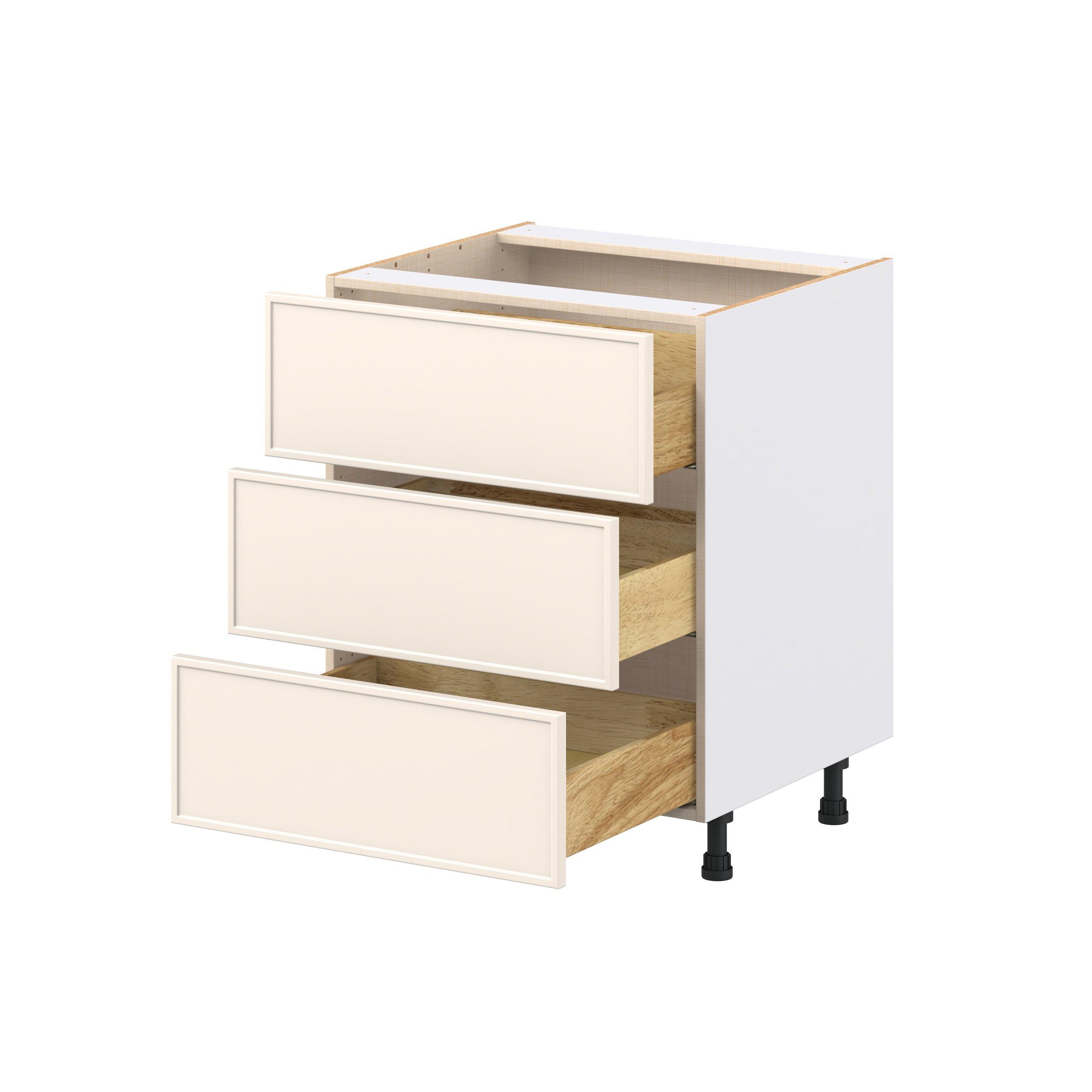 Linden 27 in. Painted Washed Linen Drawer Base Cabinet