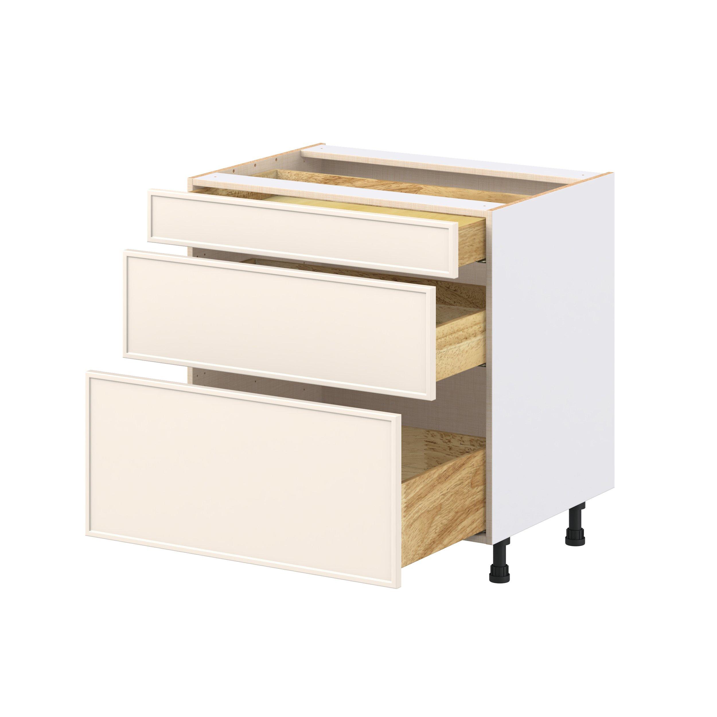 Linden 33 in. Painted Washed Linen Drawer Base Cabinet