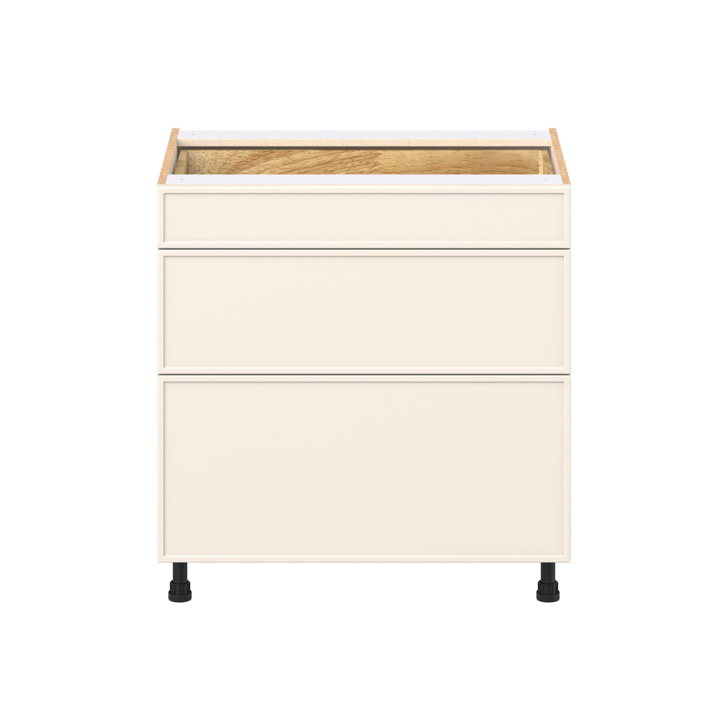 Linden 33 in. Painted Washed Linen Drawer Base Cabinet