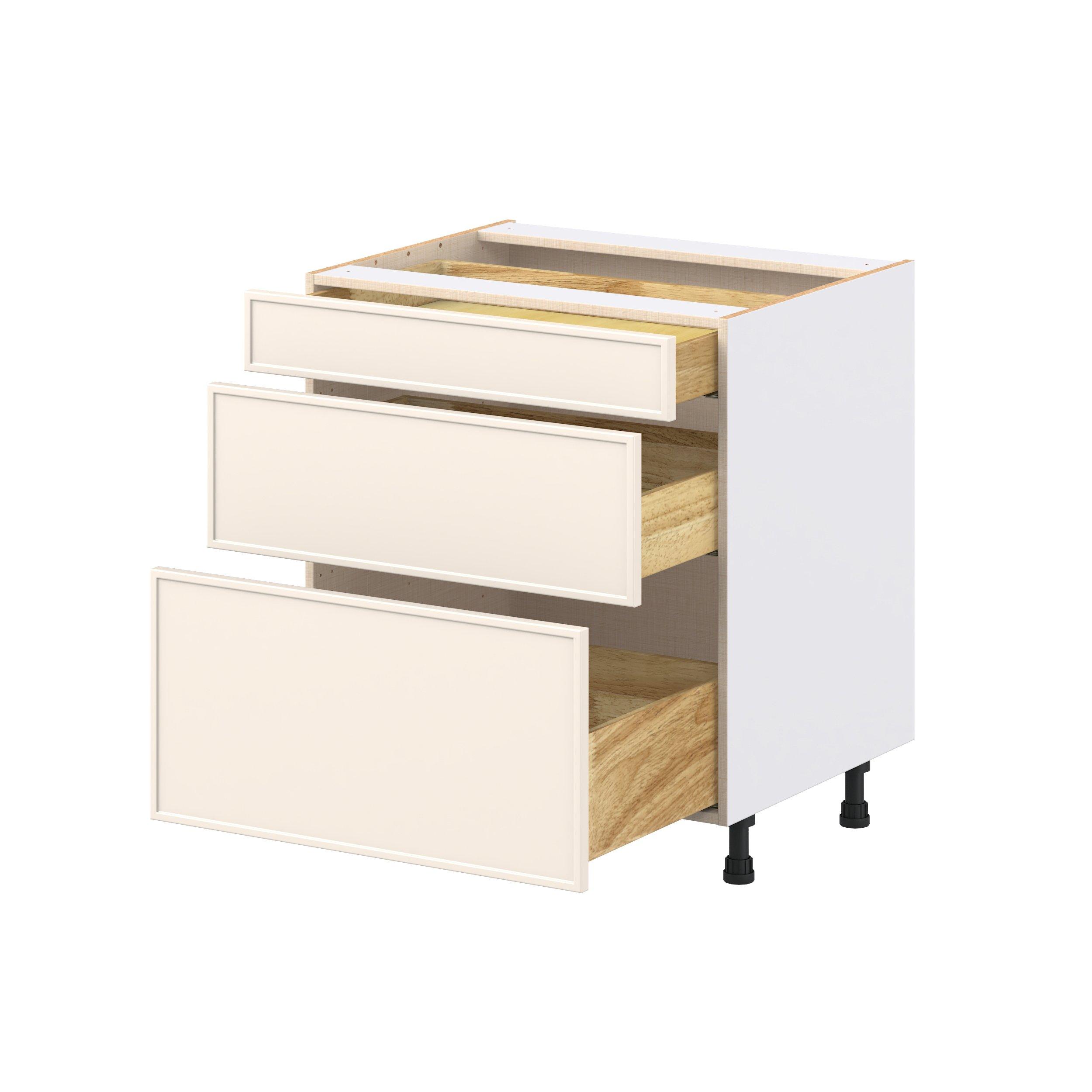 Linden 30 in. Painted Washed Linen Drawer Base Cabinet