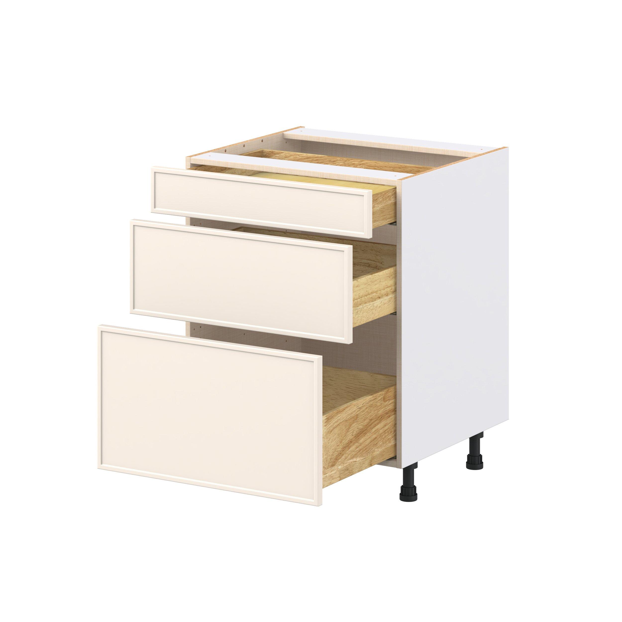 Linden 27 in. Painted Washed Linen Drawer Base Cabinet