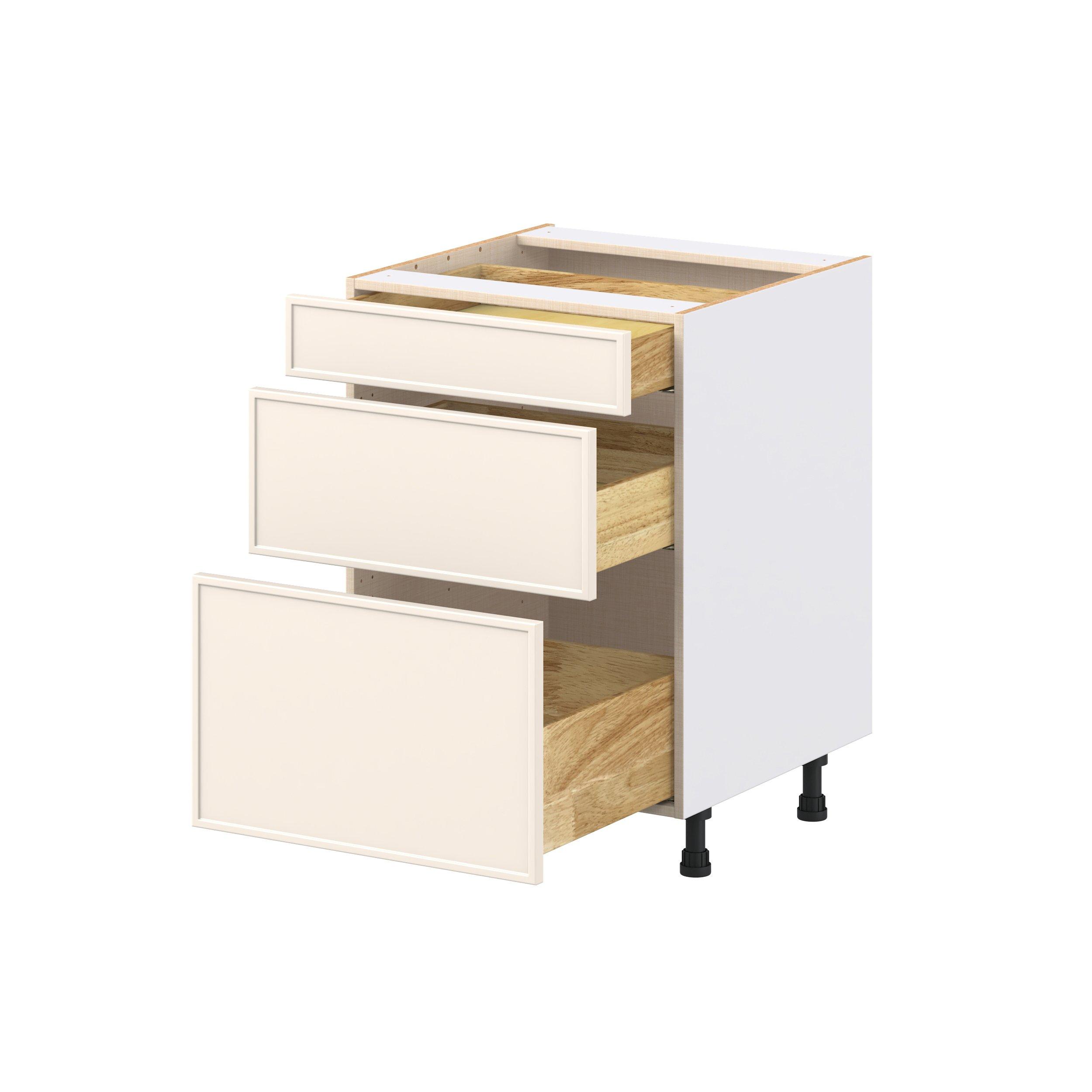 Linden 24 in. Painted Washed Linen Drawer Base Cabinet