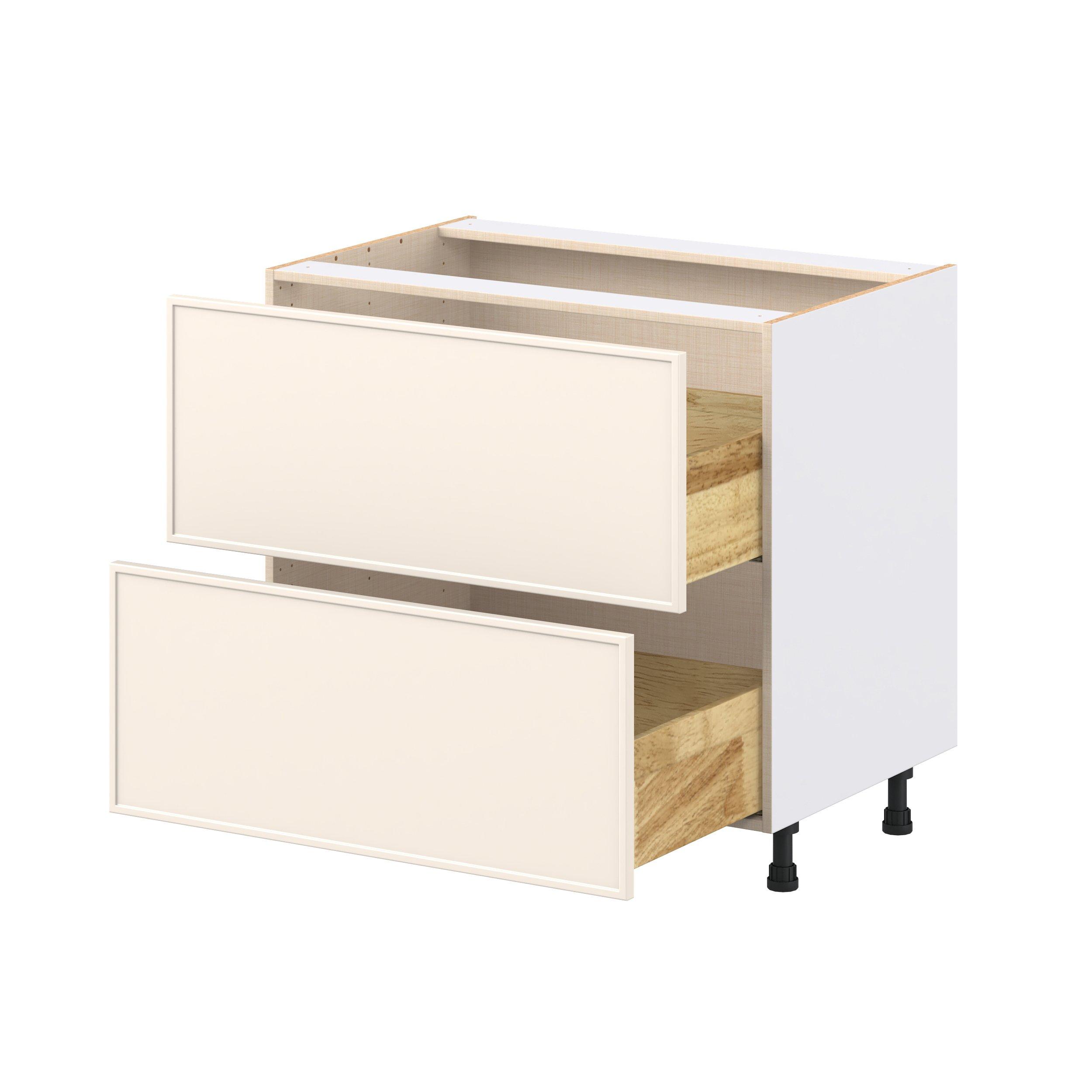 Linden 36 in. Painted Washed Linen Drawer Base Cabinet