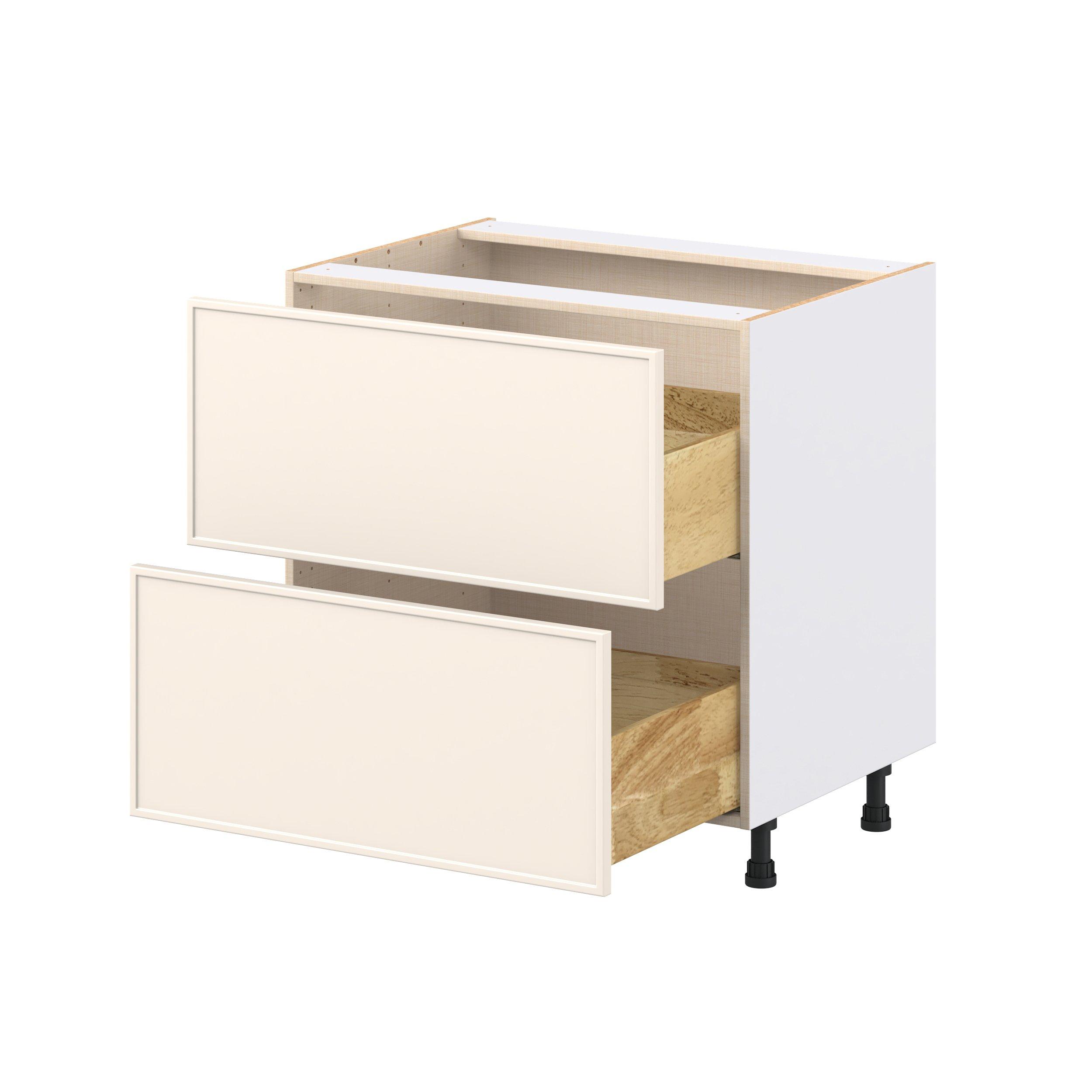 Linden 33 in. Painted Washed Linen Drawer Base Cabinet