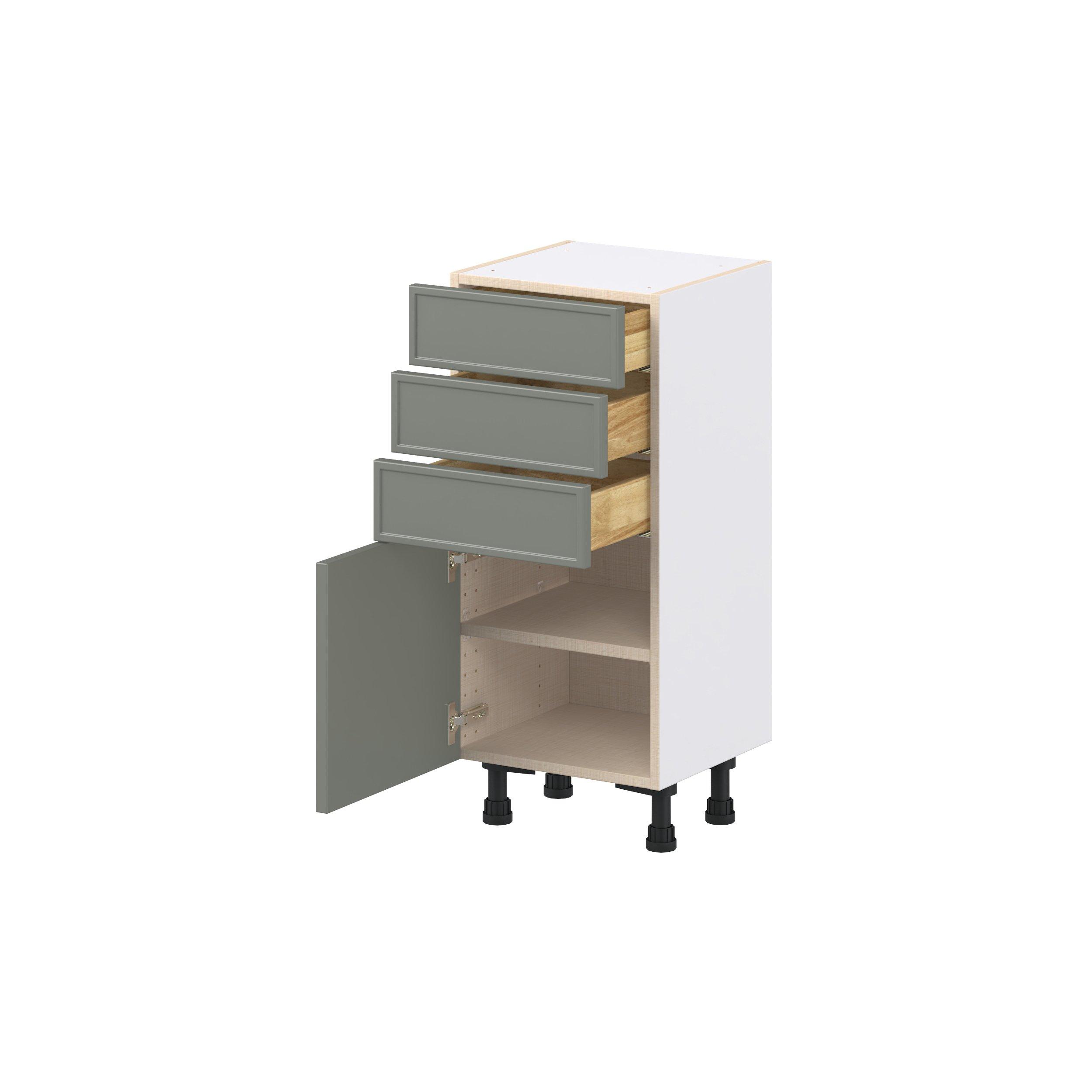 Linden 15 in. Painted Moss Green Shallow Base Cabinet
