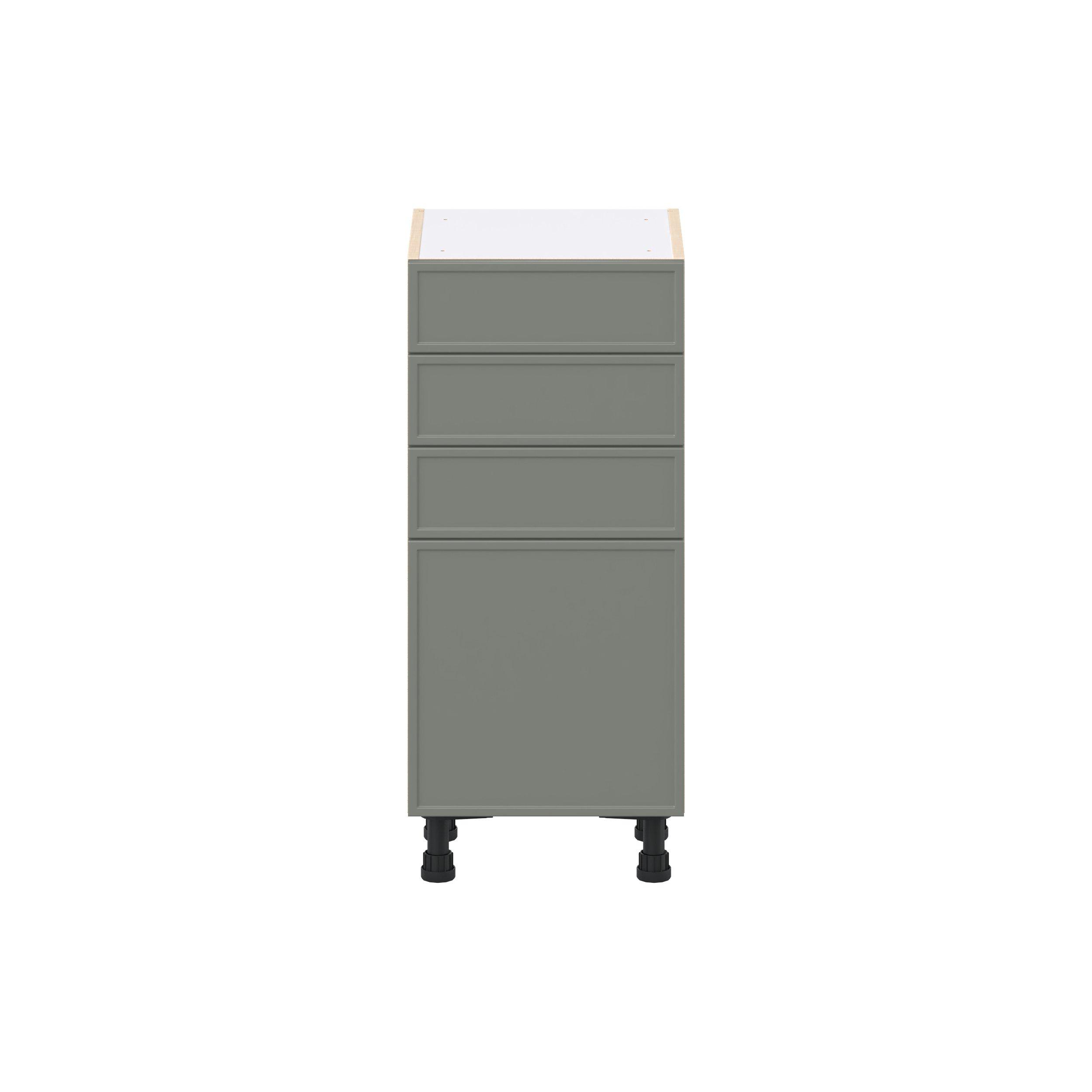 Linden 15 in. Painted Moss Green Shallow Base Cabinet
