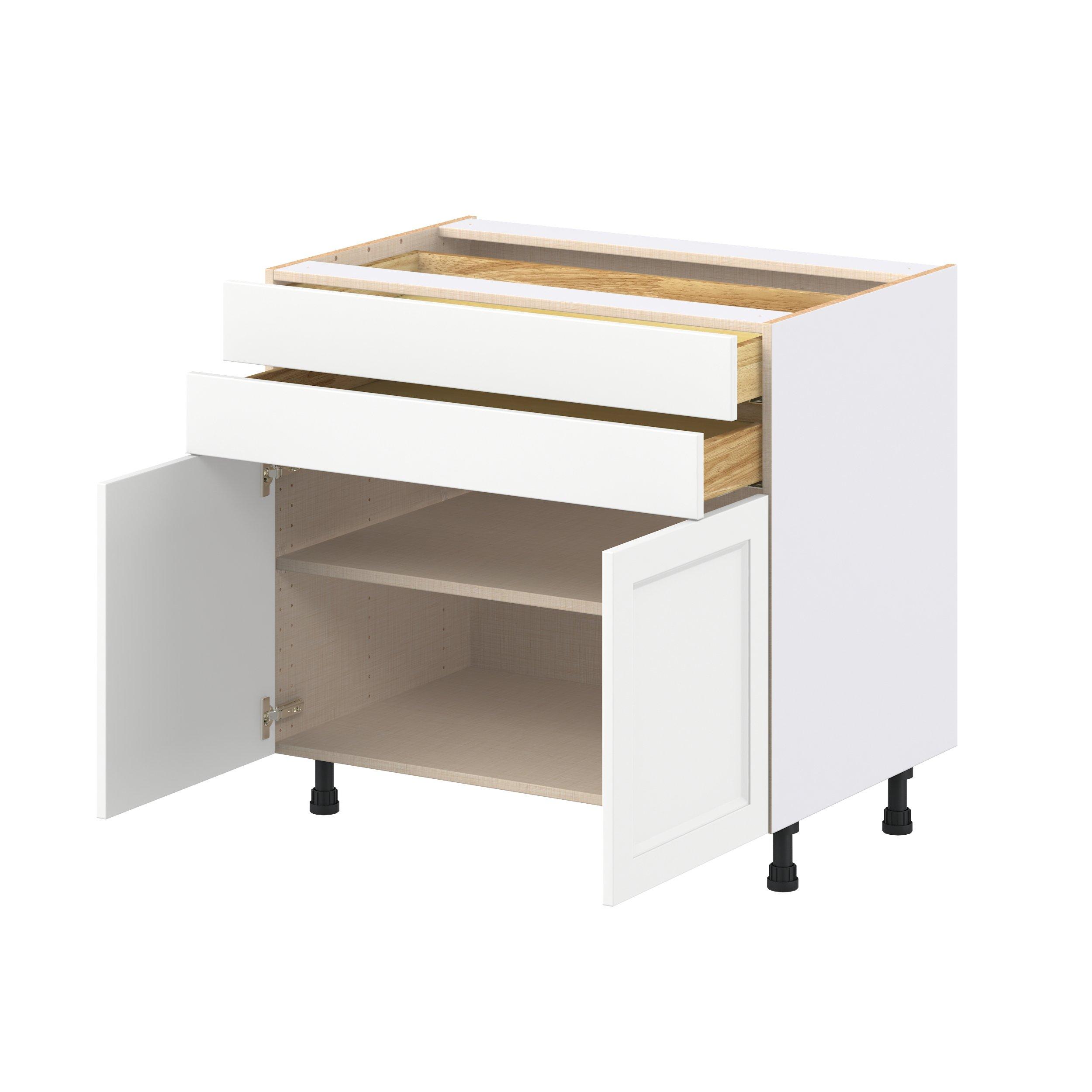 Peachtree 36 in. Painted Bright White Door and Drawer Base Cabinet