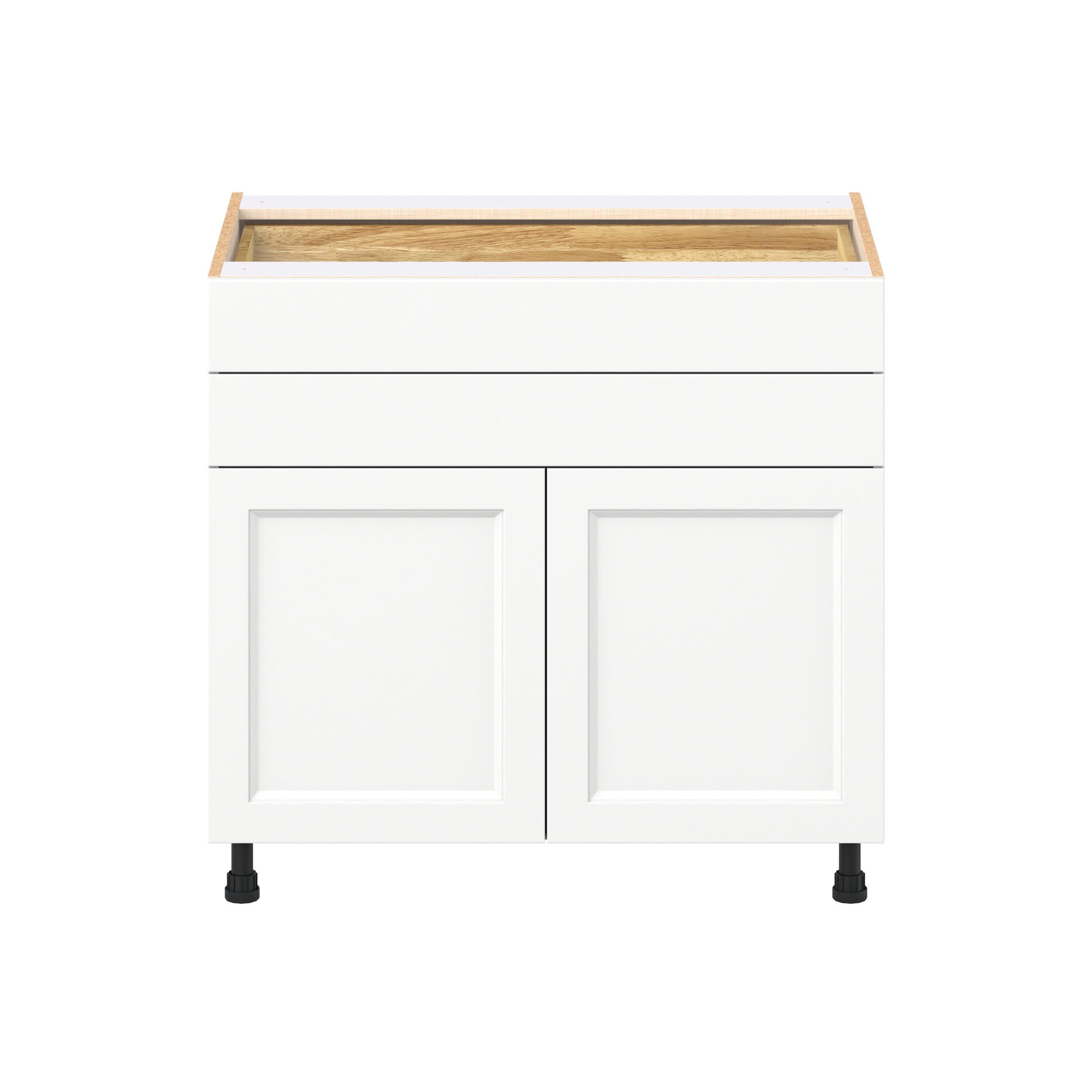 Peachtree 36 in. Painted Bright White Door and Drawer Base Cabinet