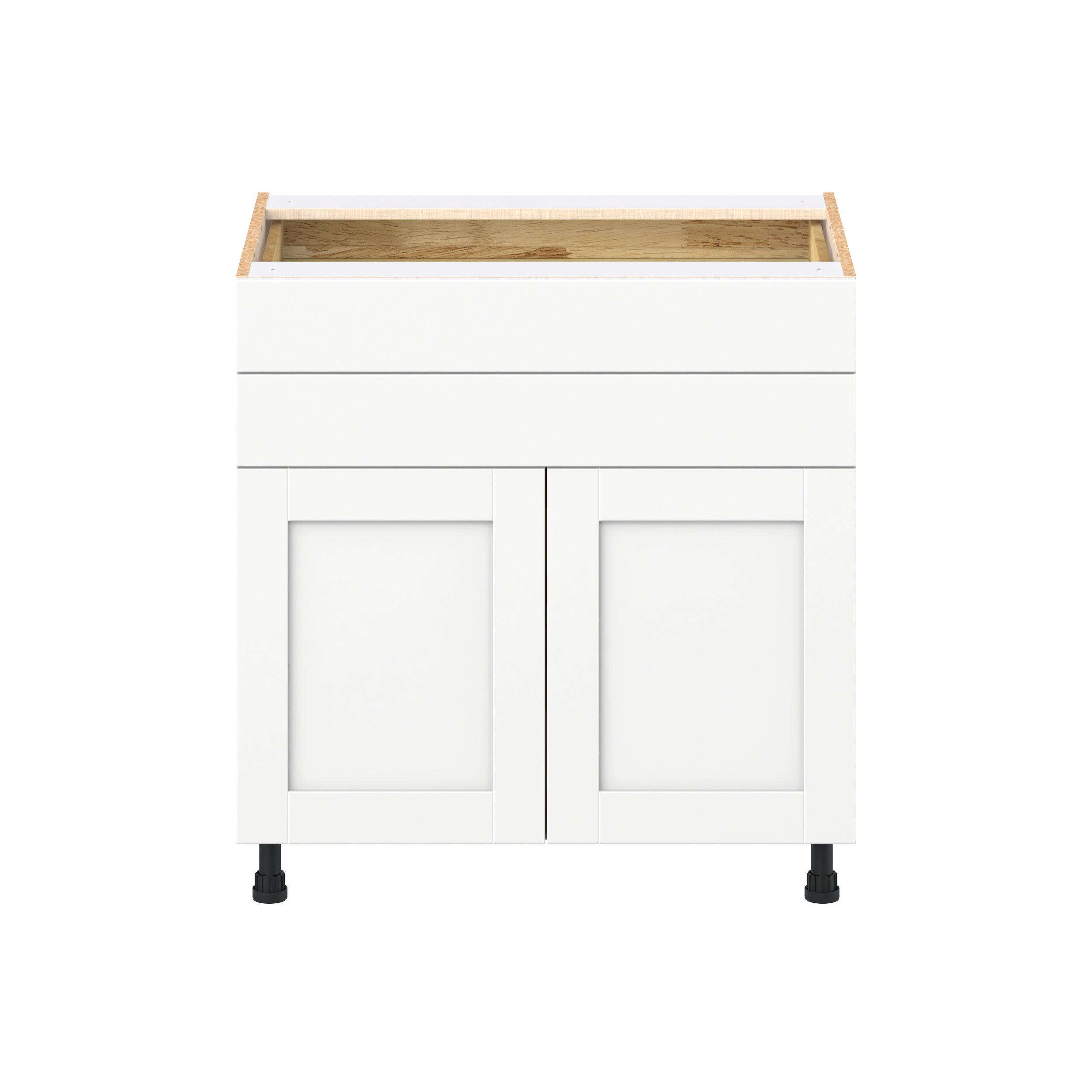 Summerhill 33 in. Bright White Door and Drawer Base Cabinet
