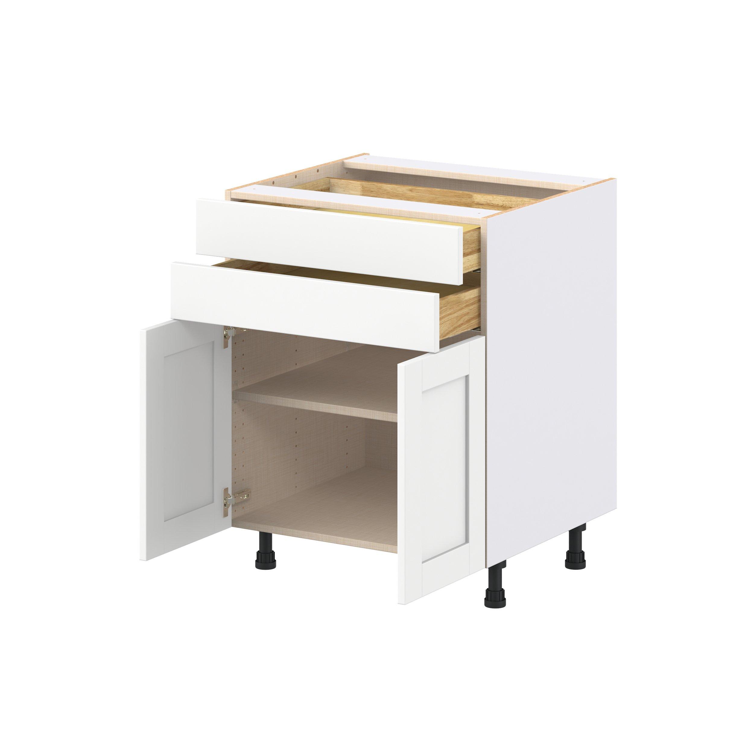 Summerhill 27 in. Bright White Door and Drawer Base Cabinet