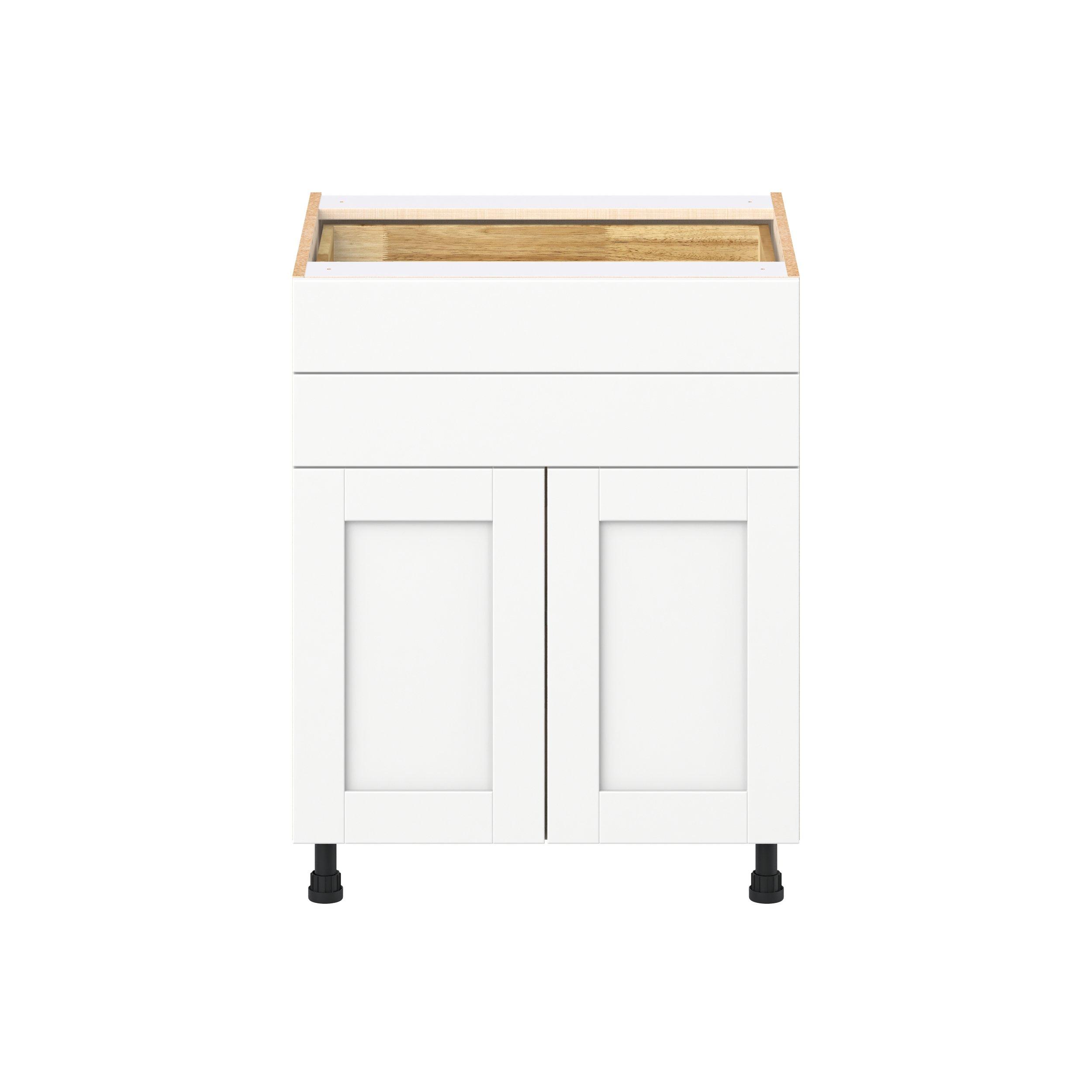Summerhill 27 in. Bright White Door and Drawer Base Cabinet