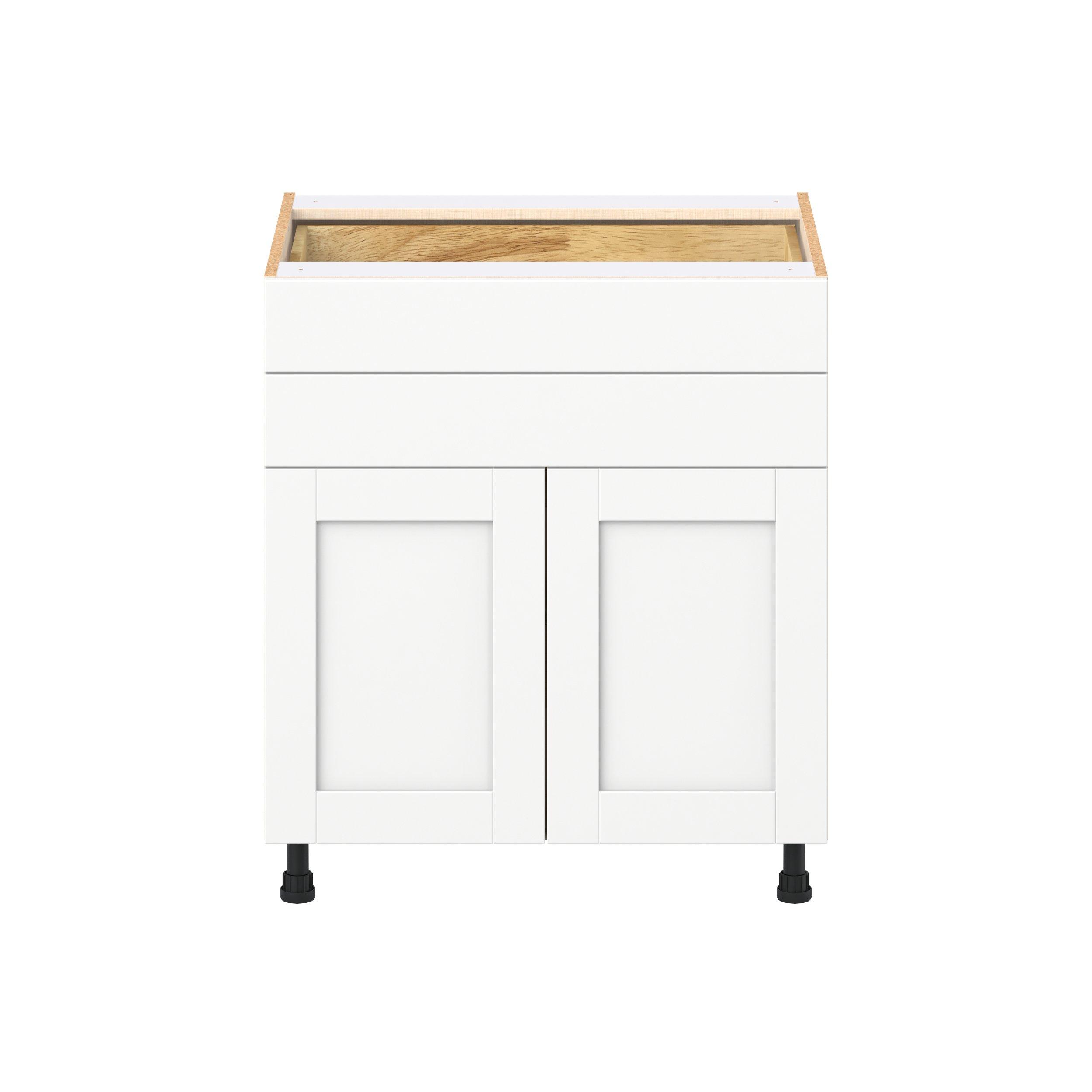 Summerhill 27 in. Bright White Door and Drawer Base Cabinet