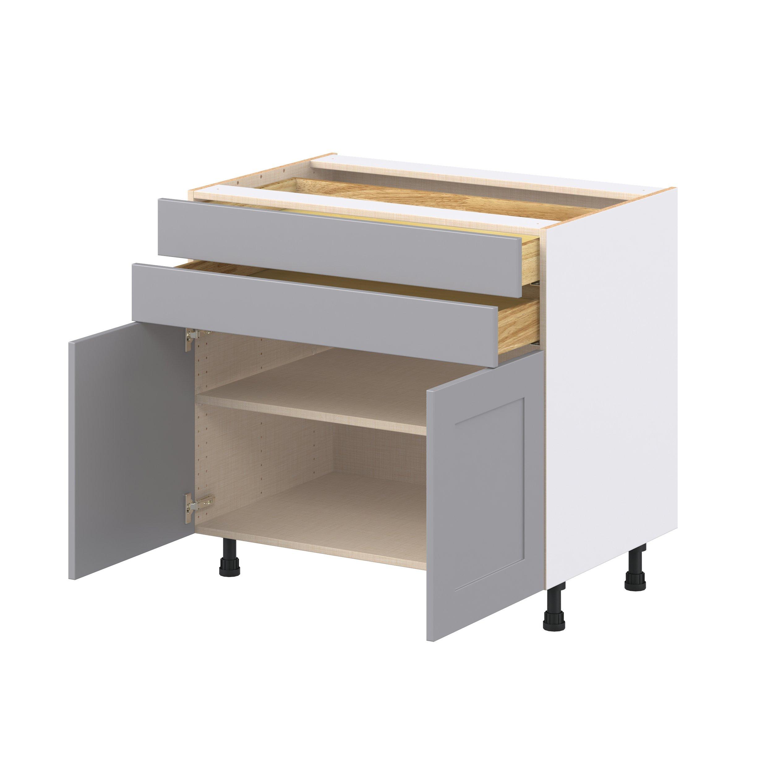 Candler 36 in. Painted Slate Gray Door and Drawer Base Cabinet
