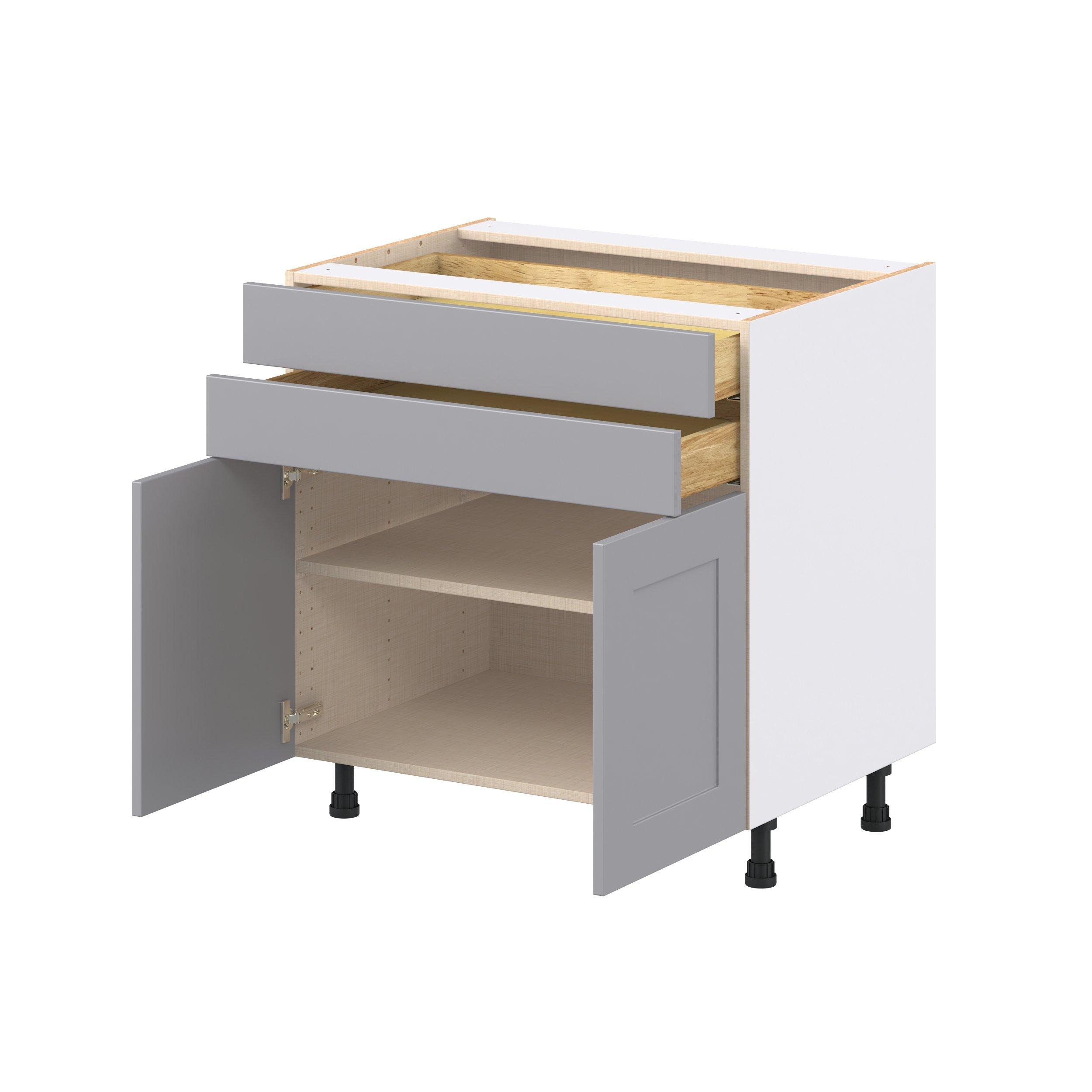 Candler 33 in. Painted Slate Gray Door and Drawer Base Cabinet