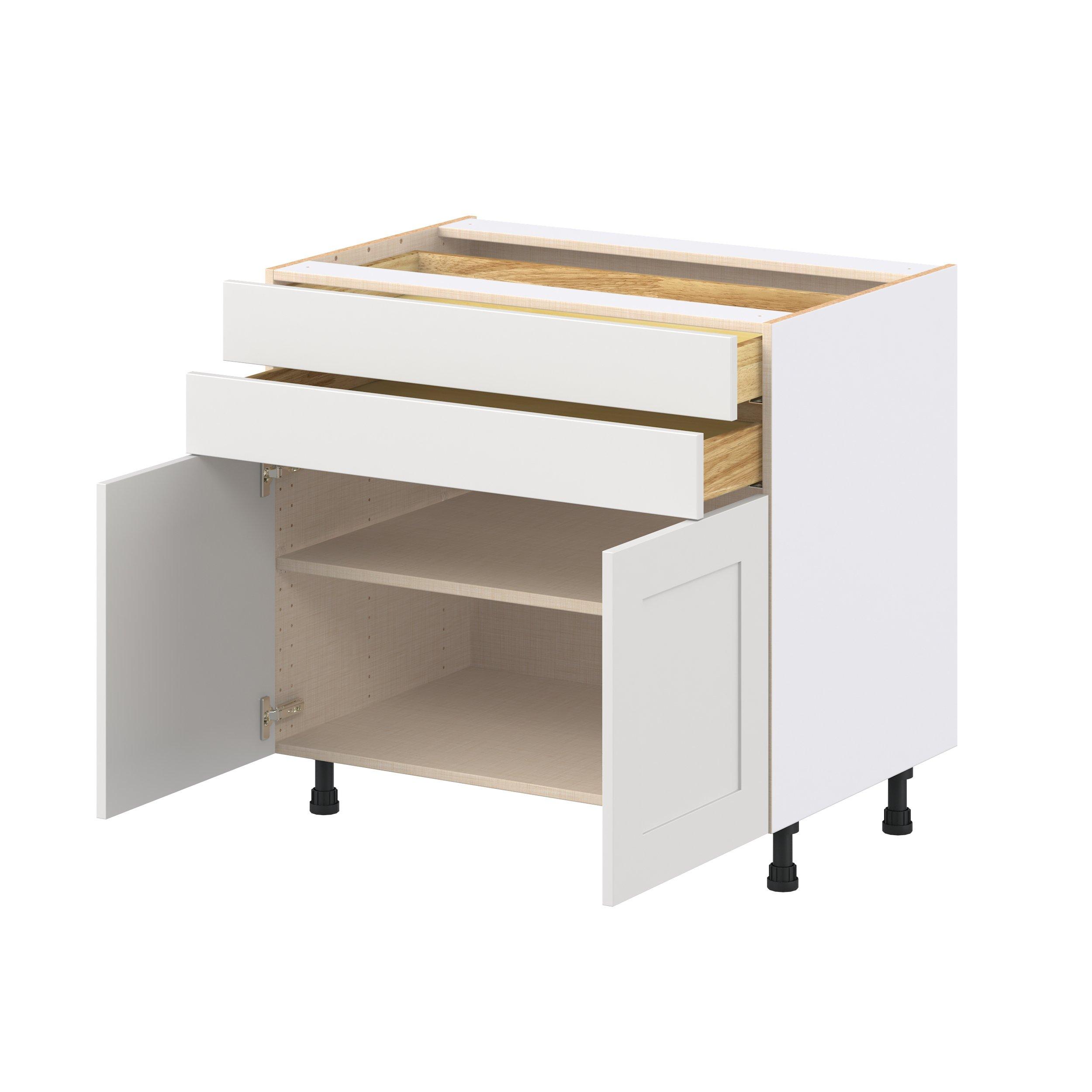 Candler 36 in. Painted Warm White Door and Drawer Base Cabinet