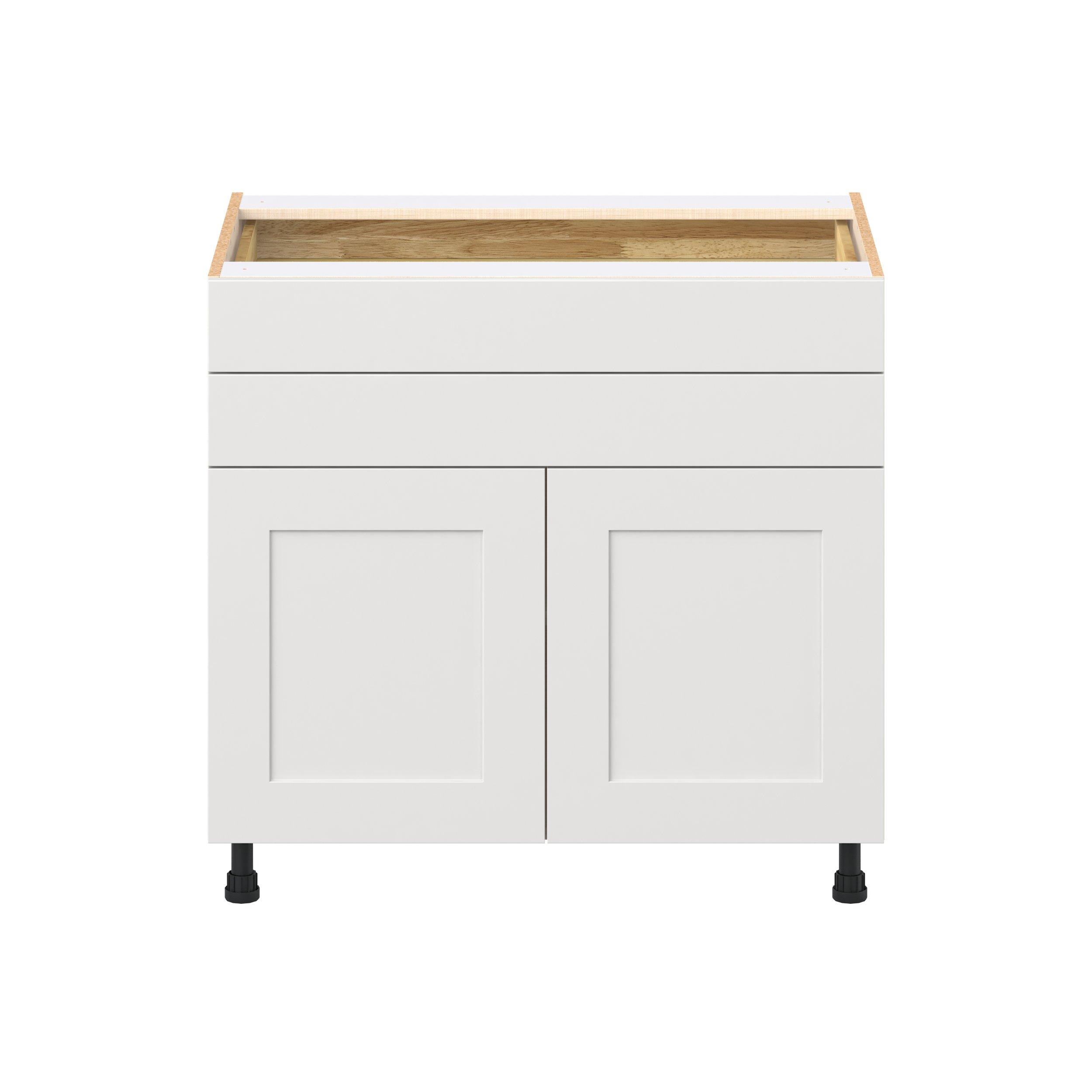 Candler 36 in. Painted Warm White Door and Drawer Base Cabinet