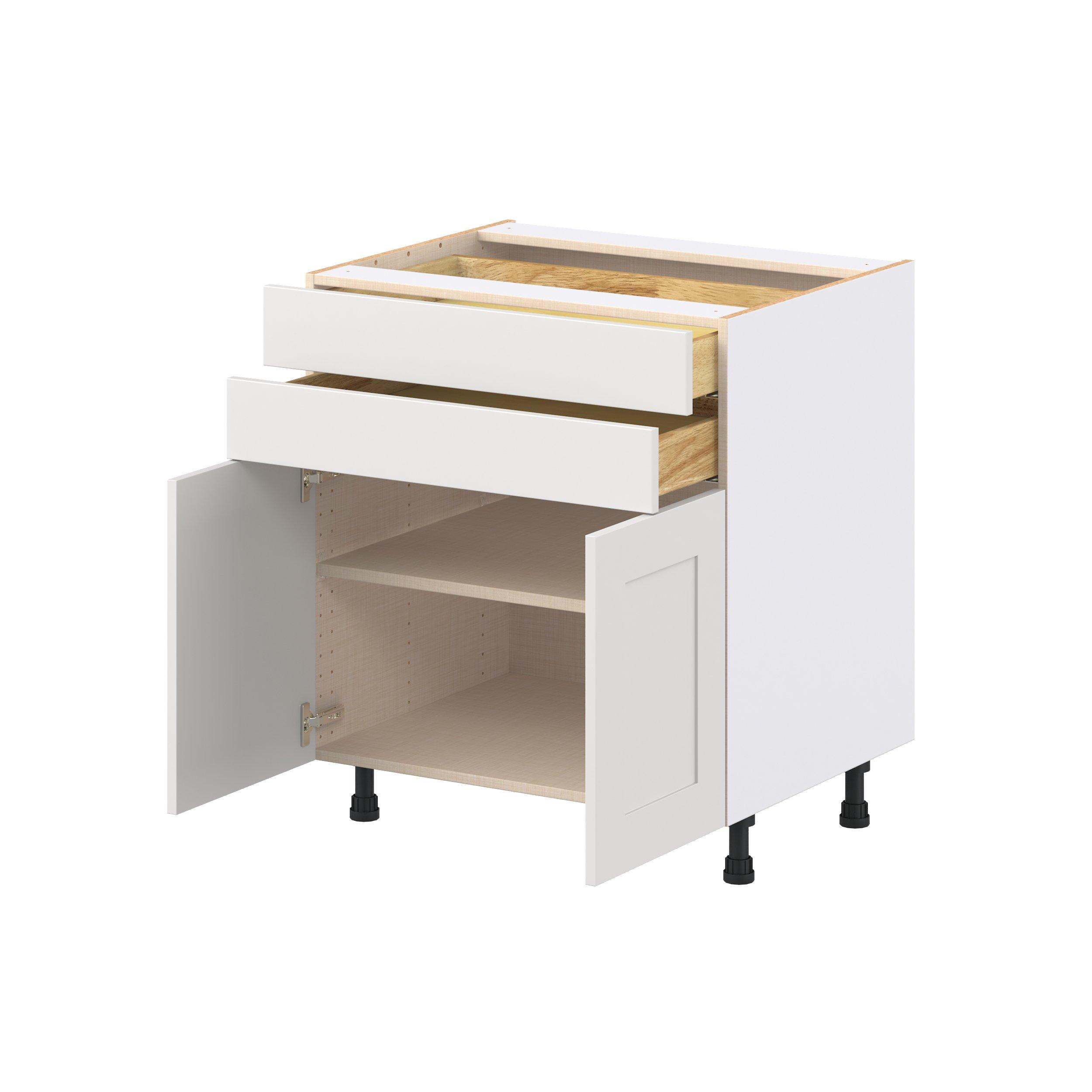 Candler 30 in. Painted Warm White Door and Drawer Base Cabinet