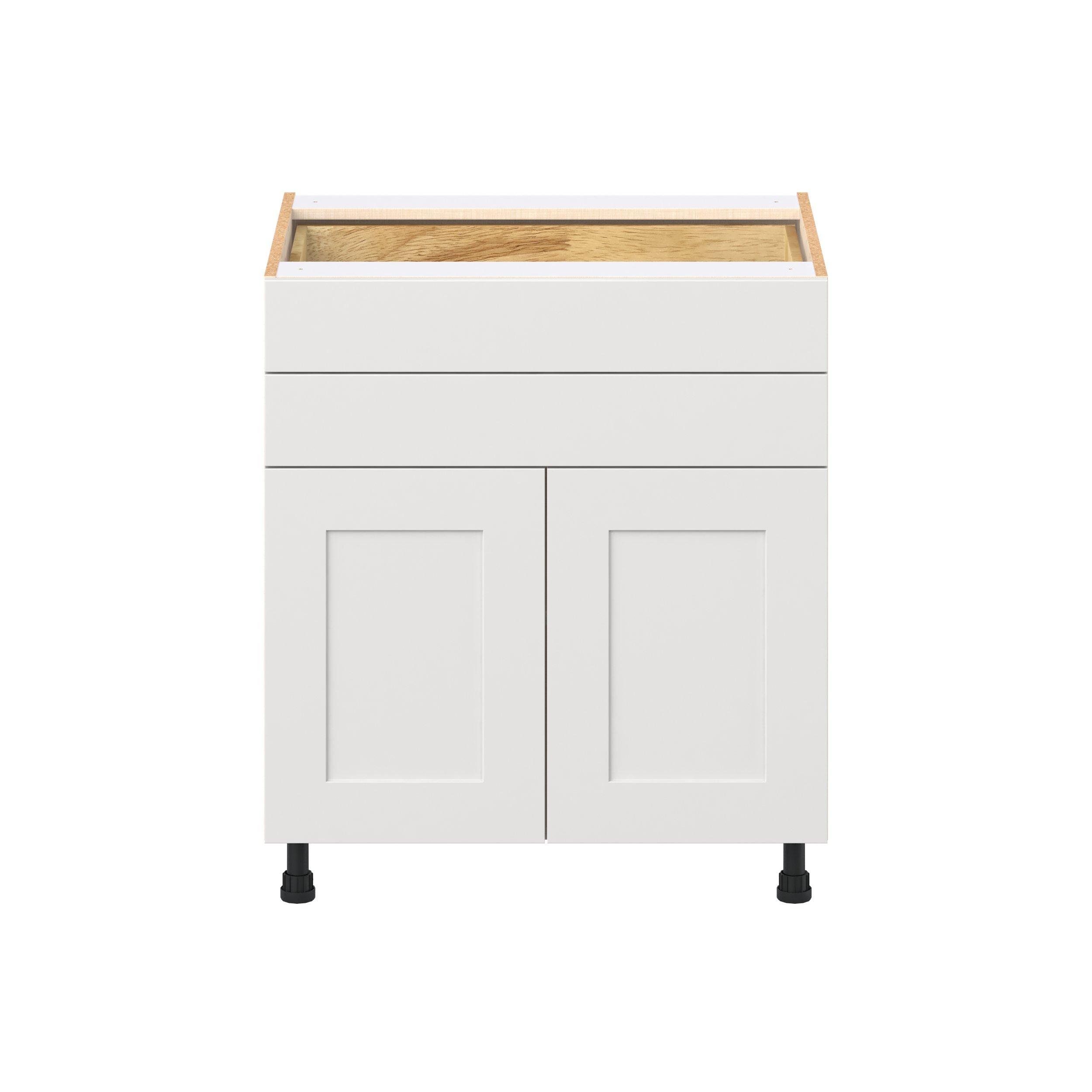 Candler 30 in. Painted Warm White Door and Drawer Base Cabinet
