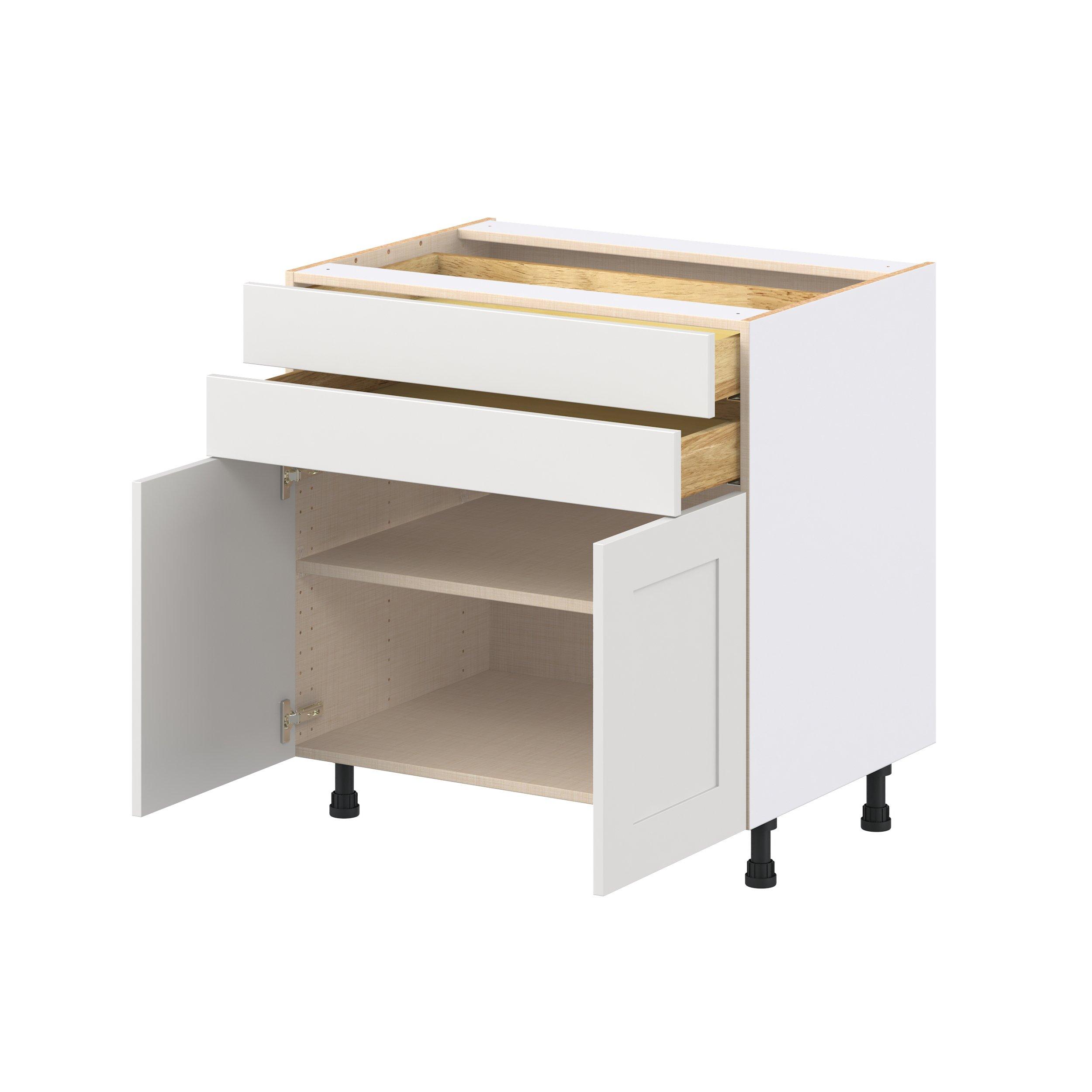 Candler 33 in. Painted Warm White Door and Drawer Base Cabinet