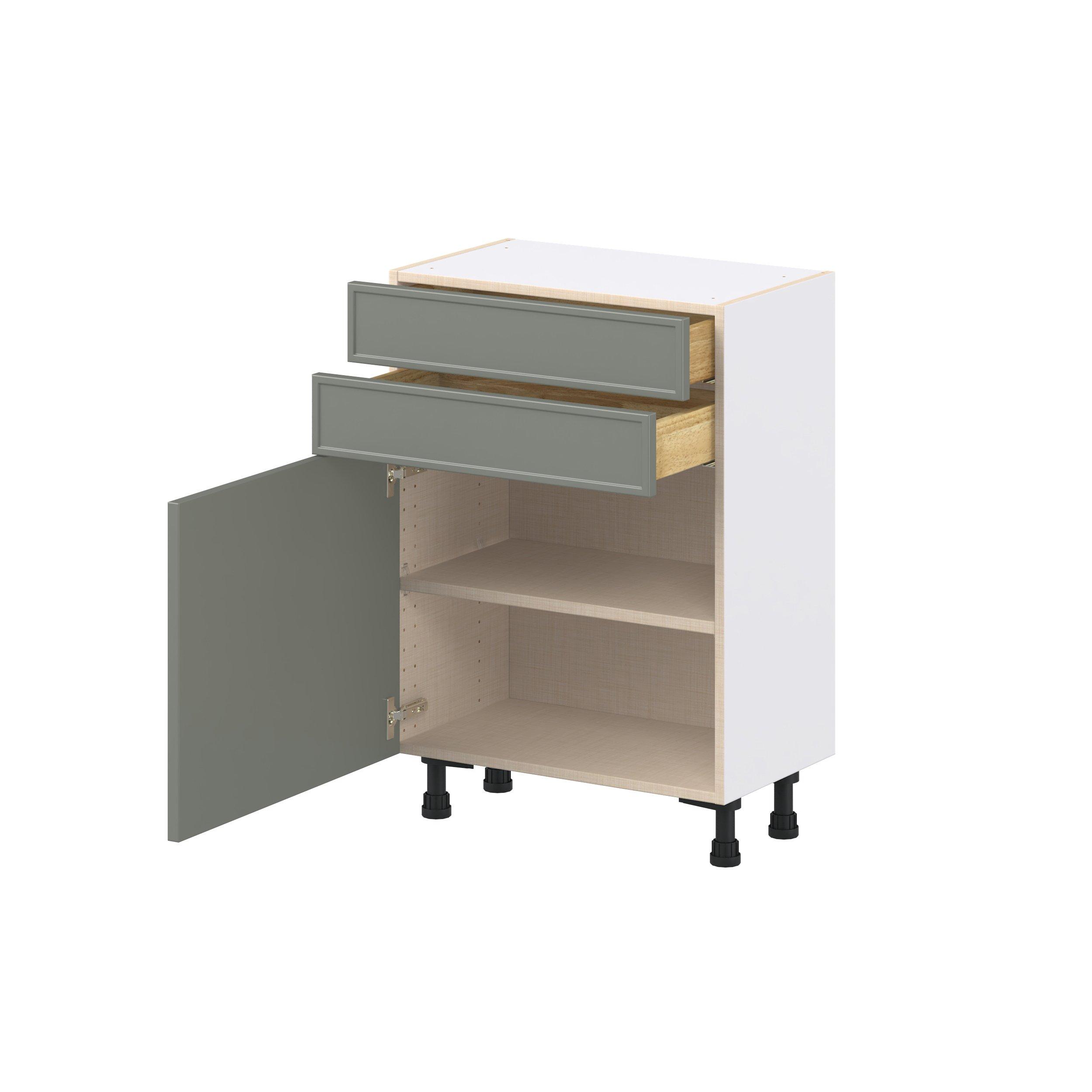 Linden 24 in. Painted Moss Green Shallow Base Cabinet