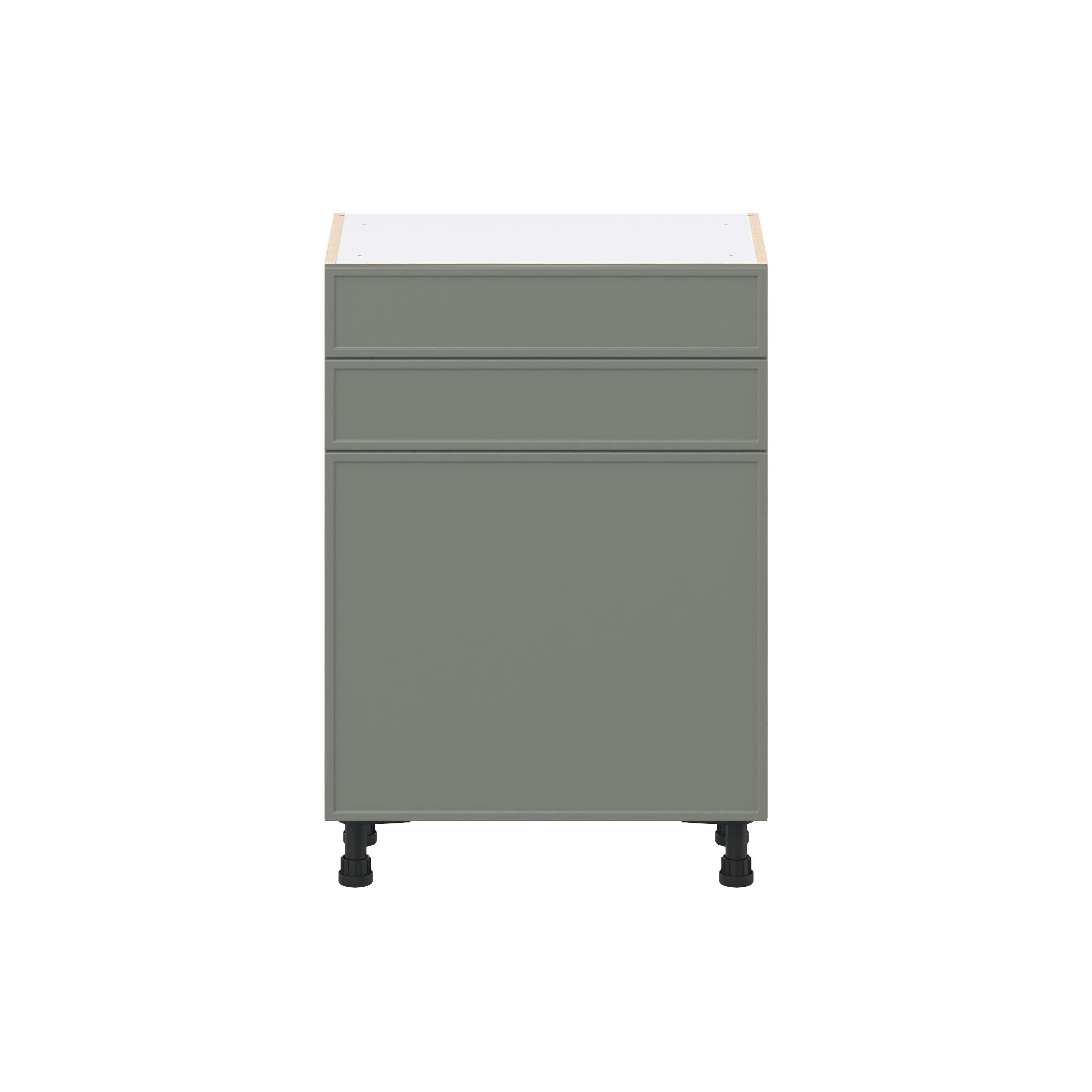 Linden 24 in. Painted Moss Green Shallow Base Cabinet