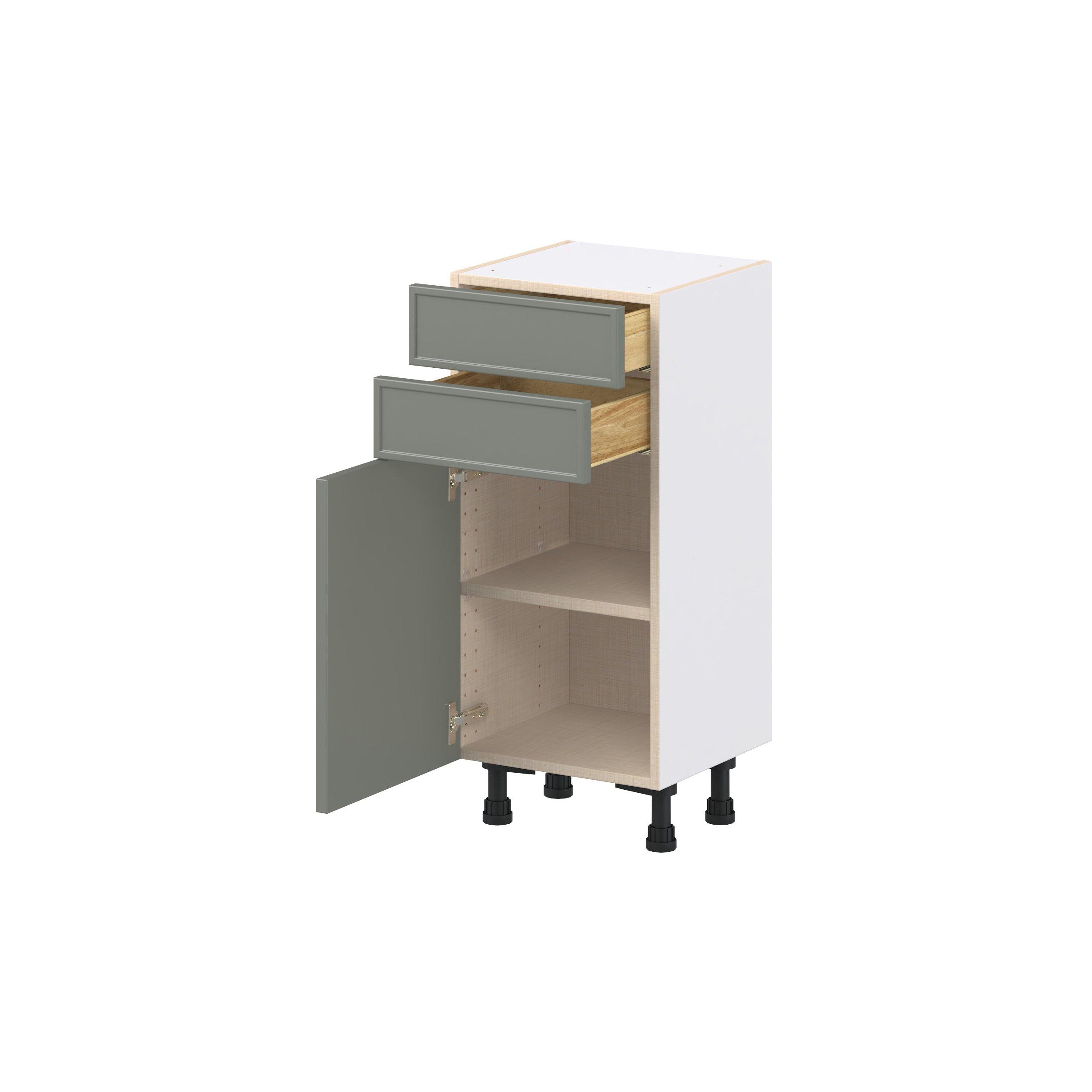 Linden 15 in. Painted Moss Green Shallow Base Cabinet