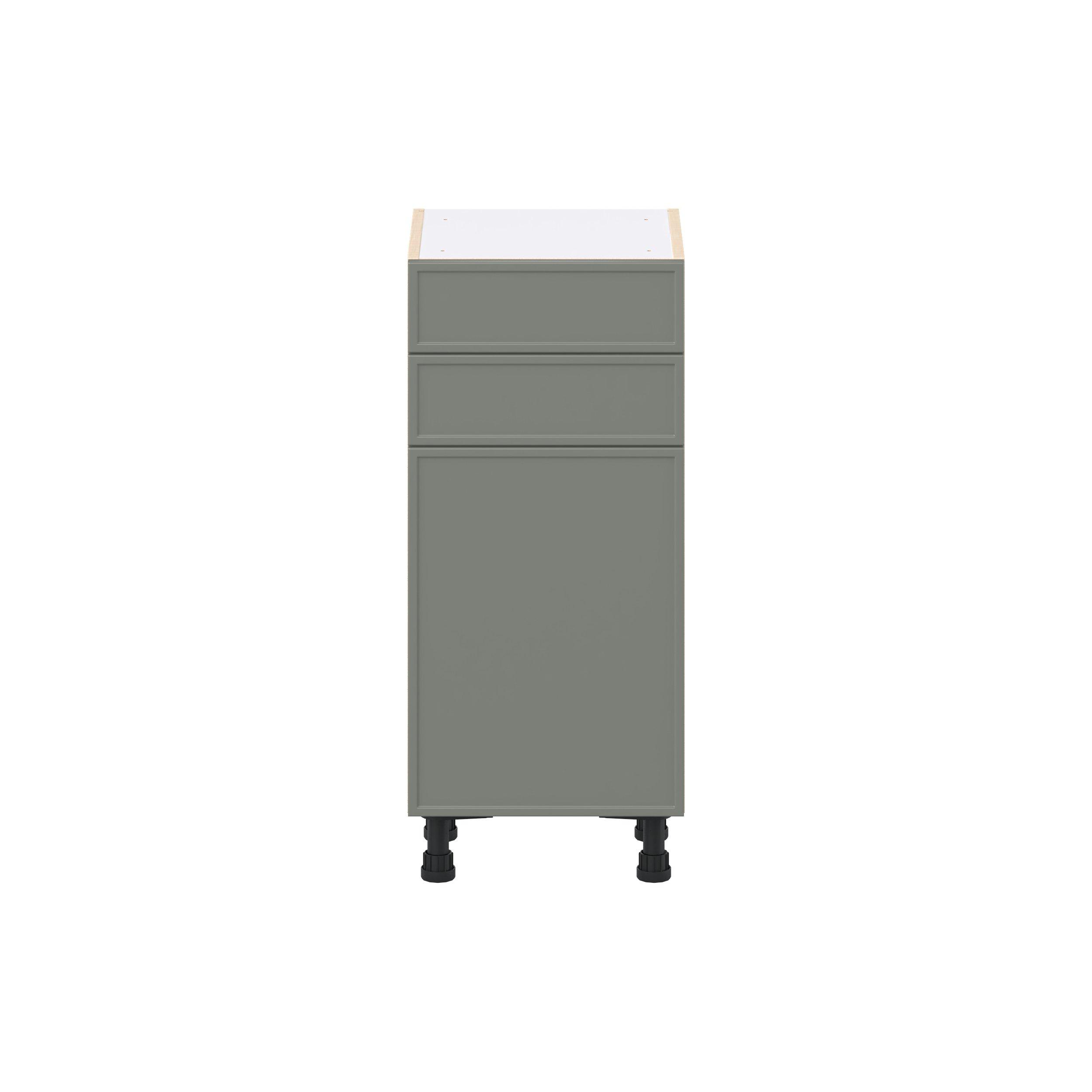 Linden 15 in. Painted Moss Green Shallow Base Cabinet