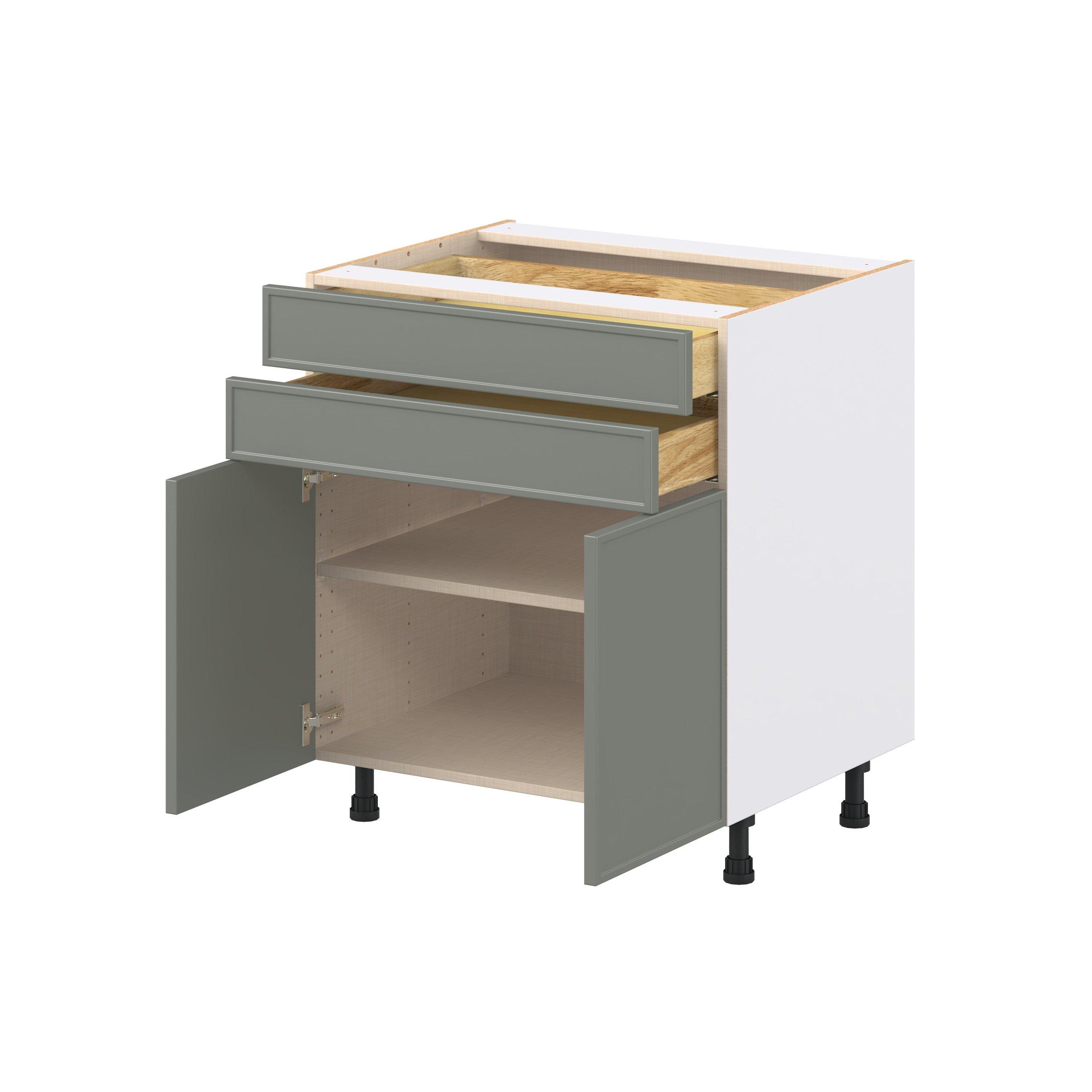 Linden 30 in. Painted Moss Green Door and Drawer Base Cabinet