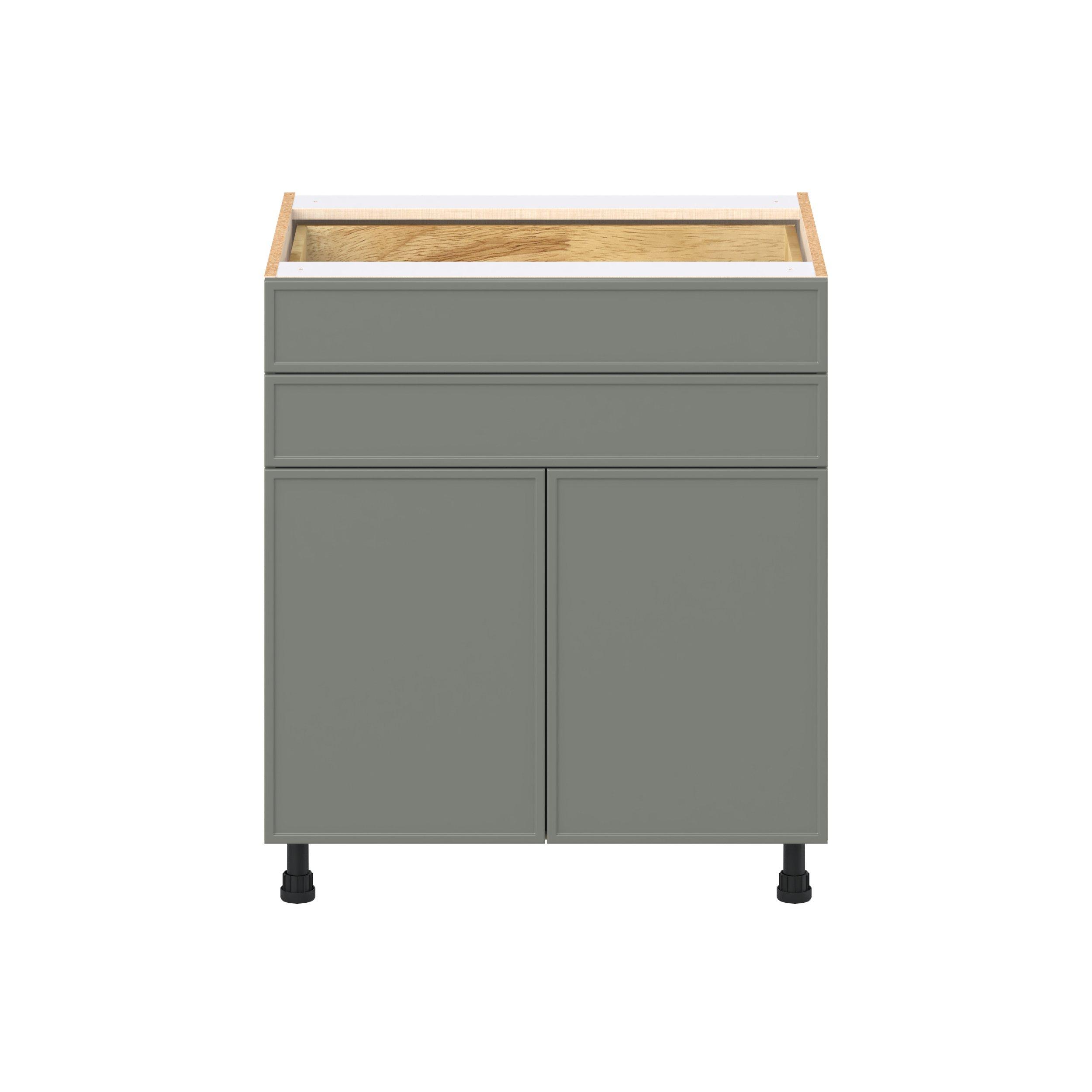 Linden 30 in. Painted Moss Green Door and Drawer Base Cabinet