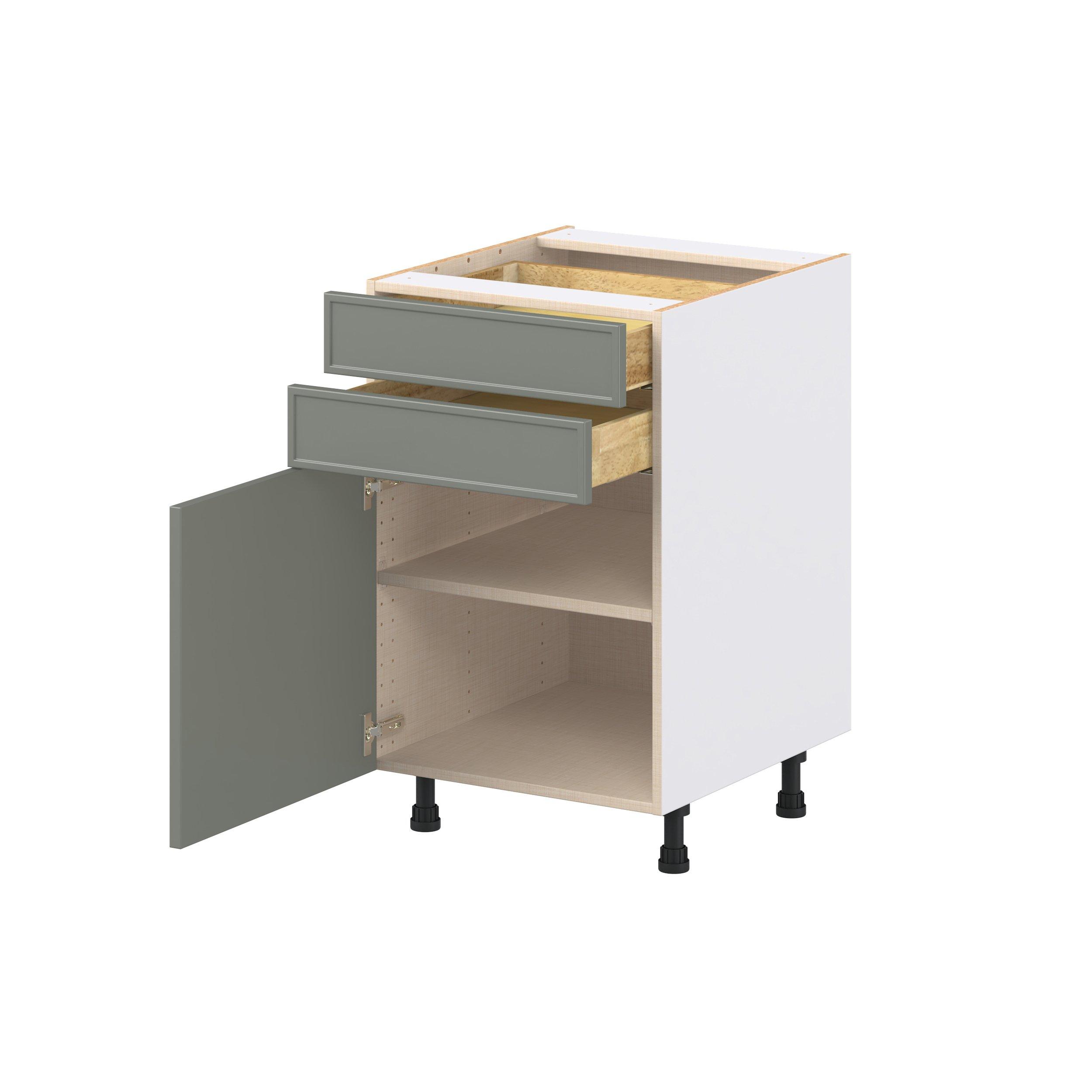 Linden 21 in. Painted Moss Green Door and Drawer Base Cabinet