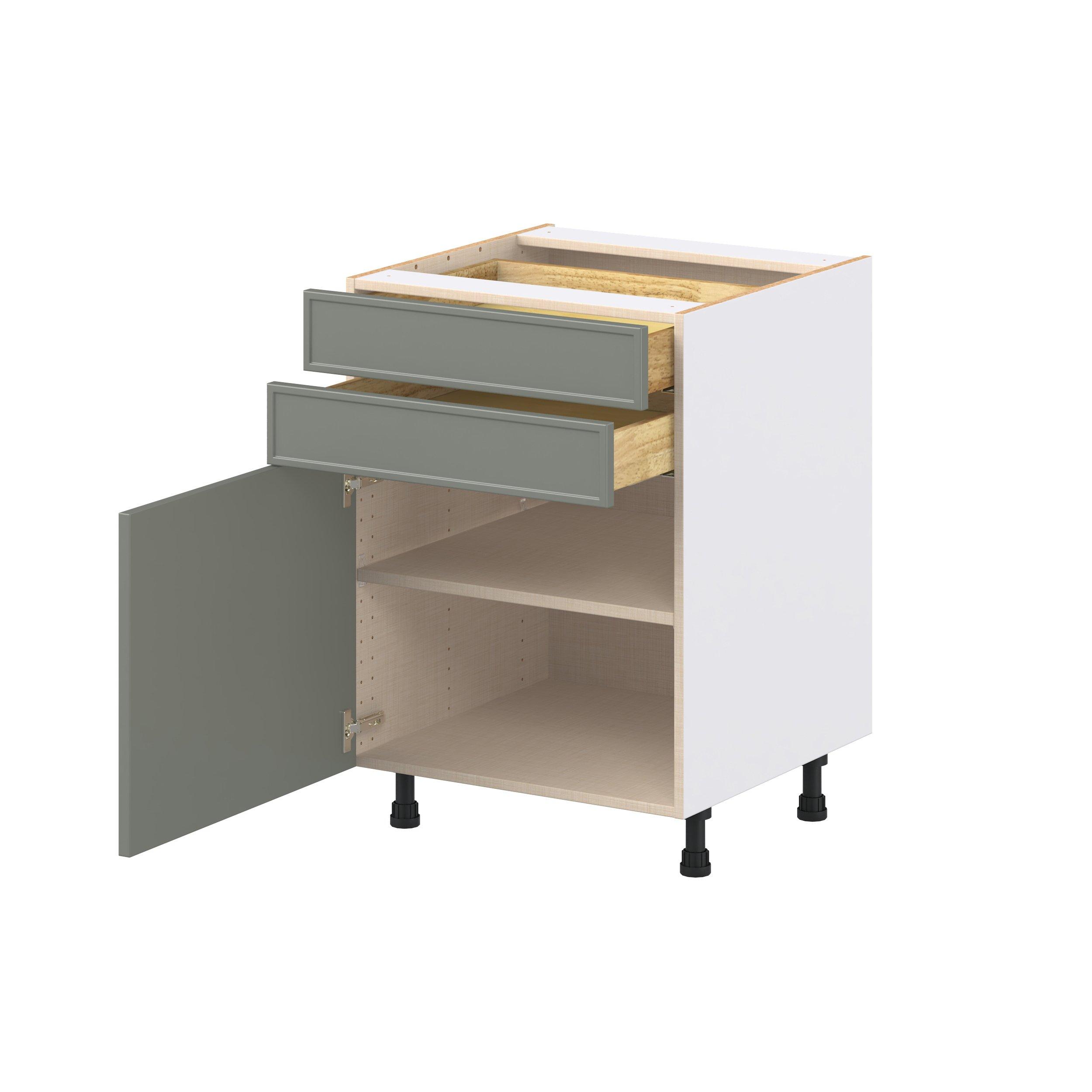 Linden 24 in. Painted Moss Green Door and Drawer Base Cabinet