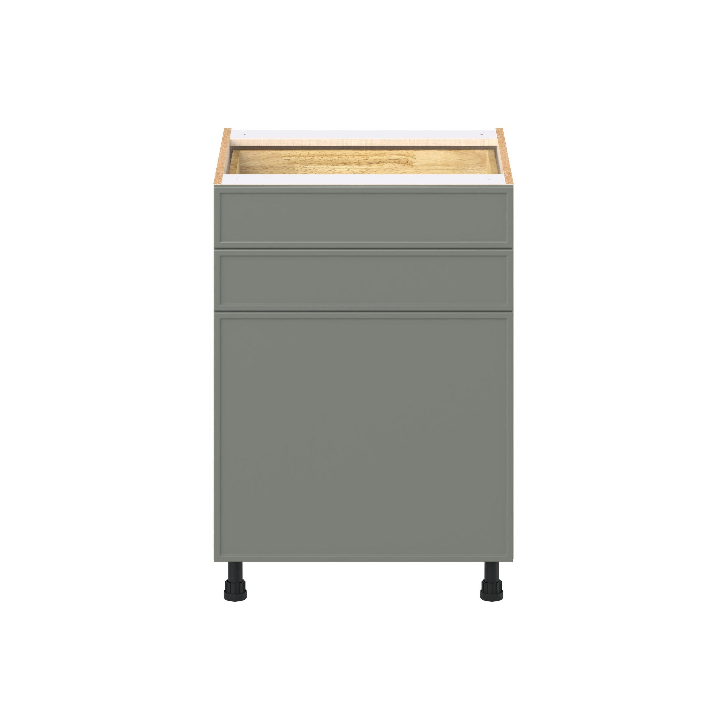 Linden 24 in. Painted Moss Green Door and Drawer Base Cabinet