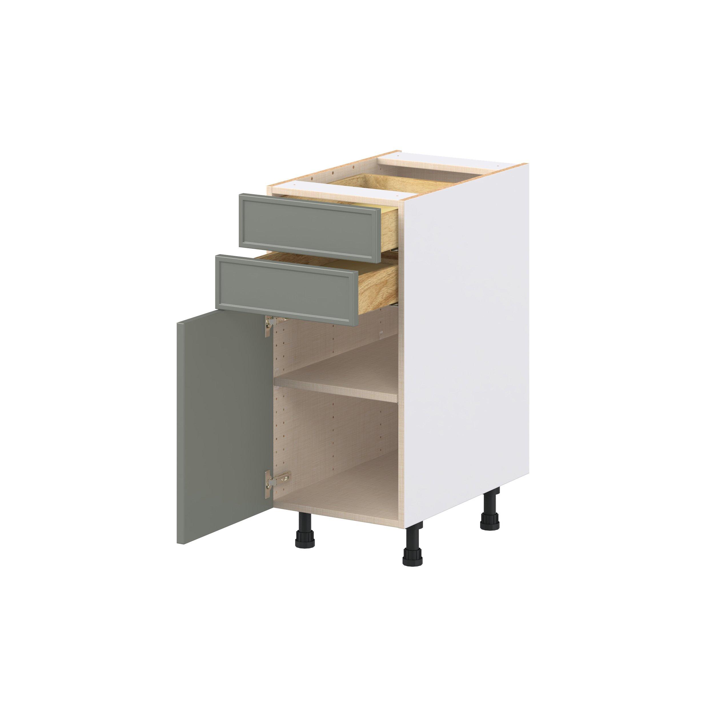 Linden 15 in. Painted Moss Green Door and Drawer Base Cabinet