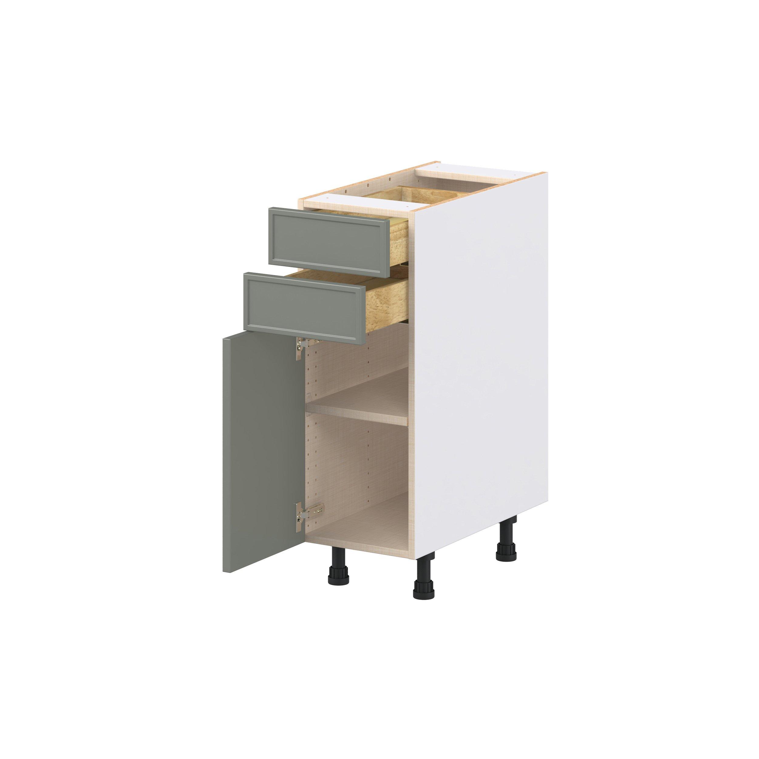 Linden 12 in. Painted Moss Green Door and Drawer Base Cabinet