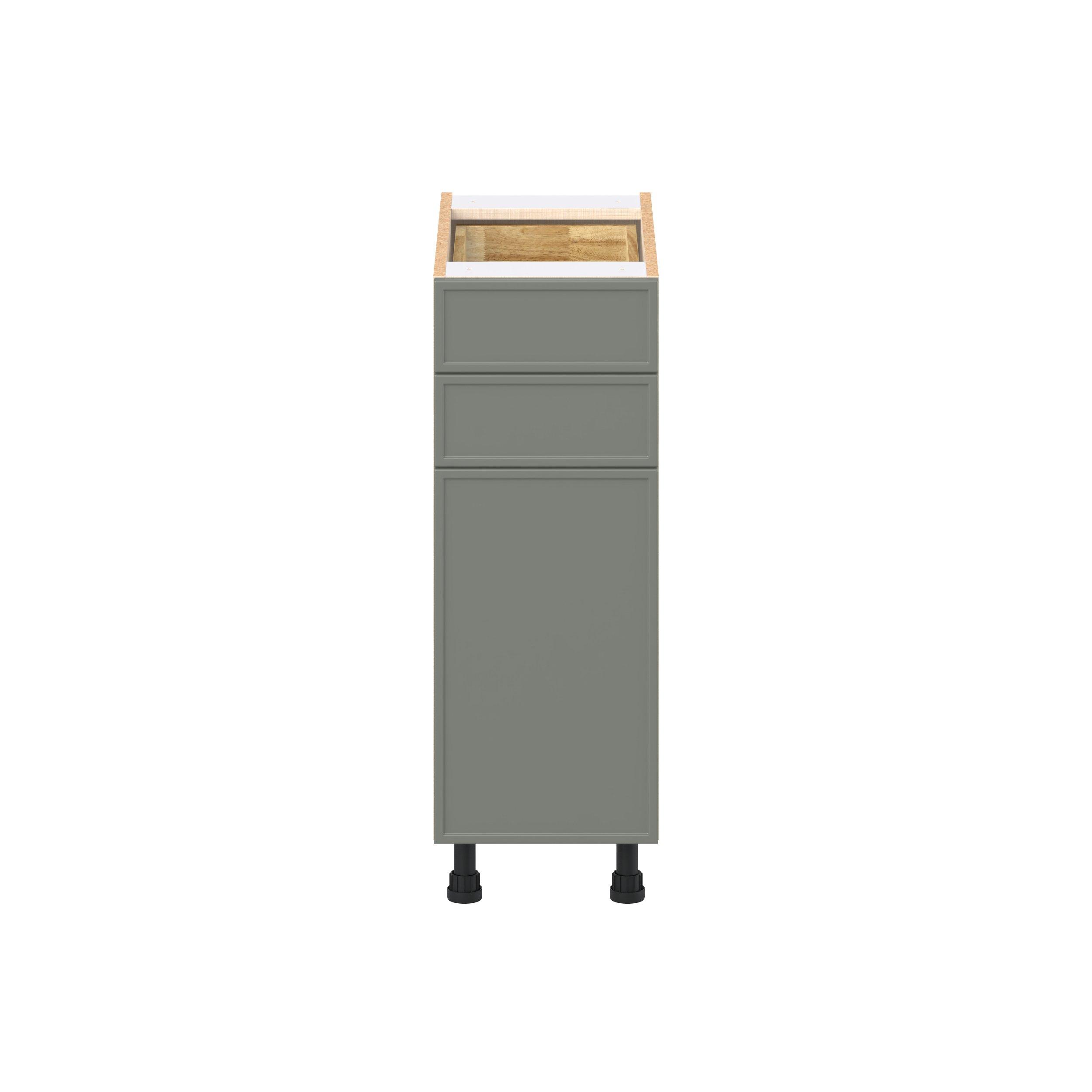 Linden 12 in. Painted Moss Green Door and Drawer Base Cabinet