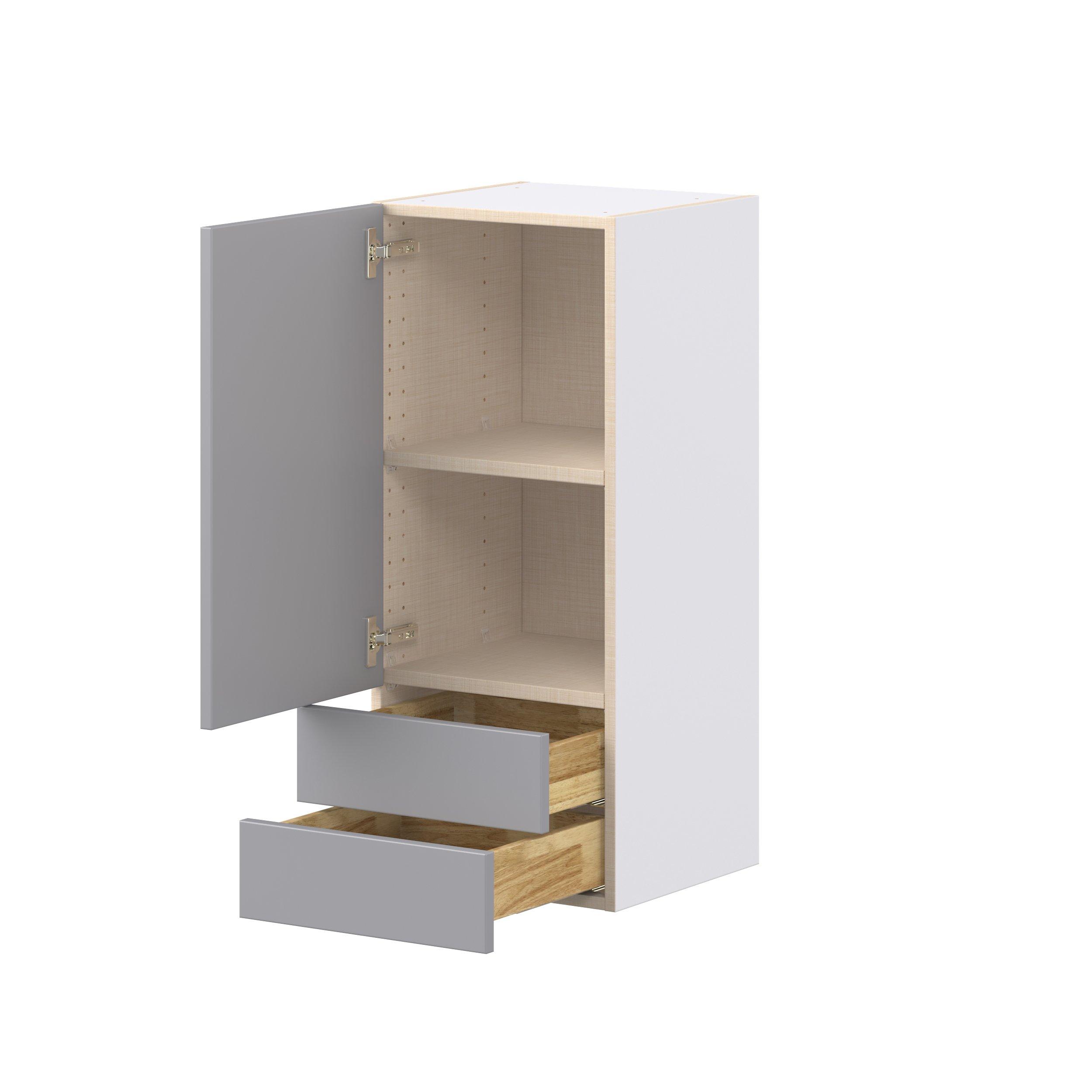Candler 15 in. Painted Slate Gray Door and Drawer Wall Cabinet