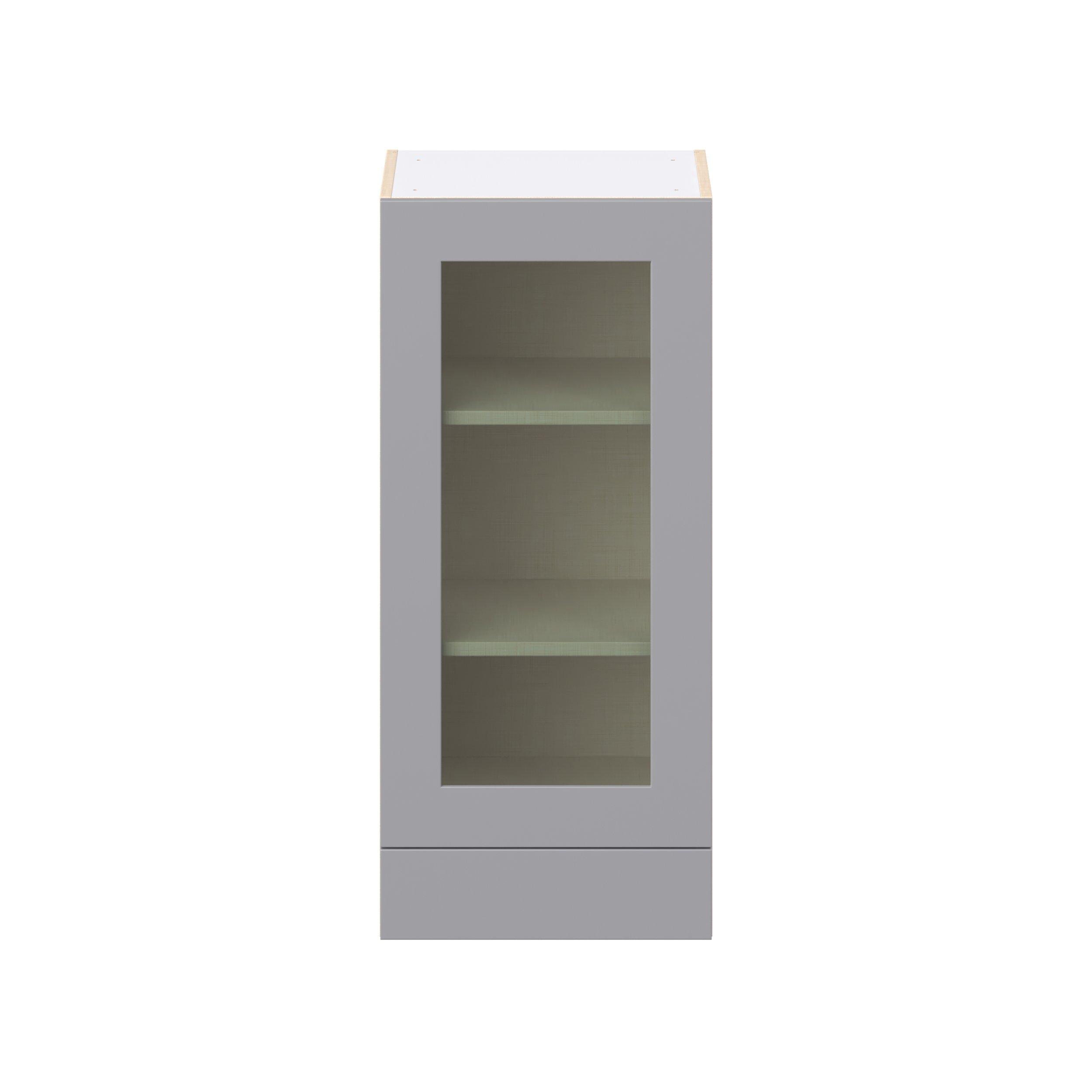 Candler 18 in. Painted Slate Gray Drawer Wall Cabinet with Glass Door