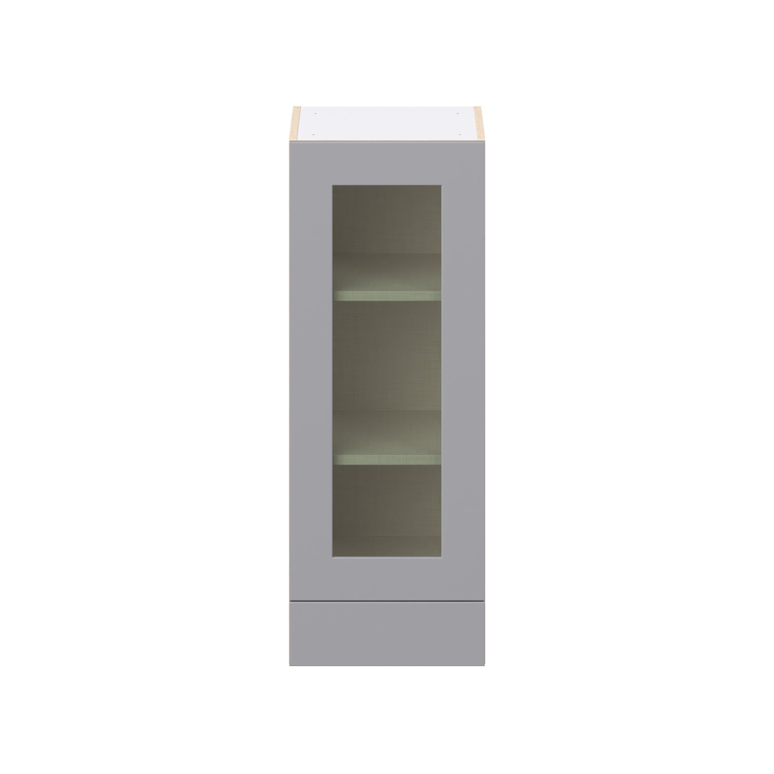 Candler 15 in. Painted Slate Gray Drawer Wall Cabinet with Glass Door