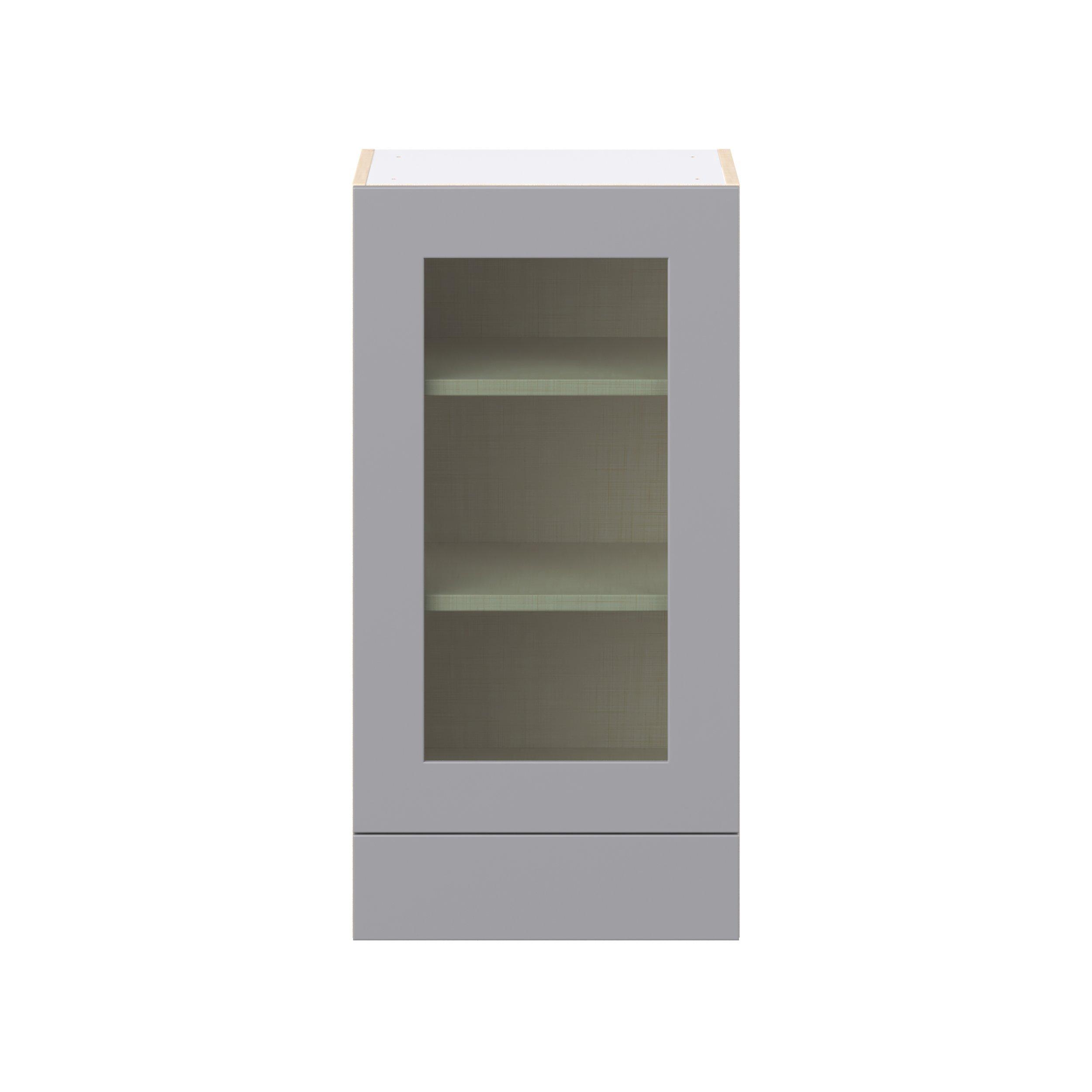 Candler 18 in. Painted Slate Gray Drawer Wall Cabinet with Glass Door