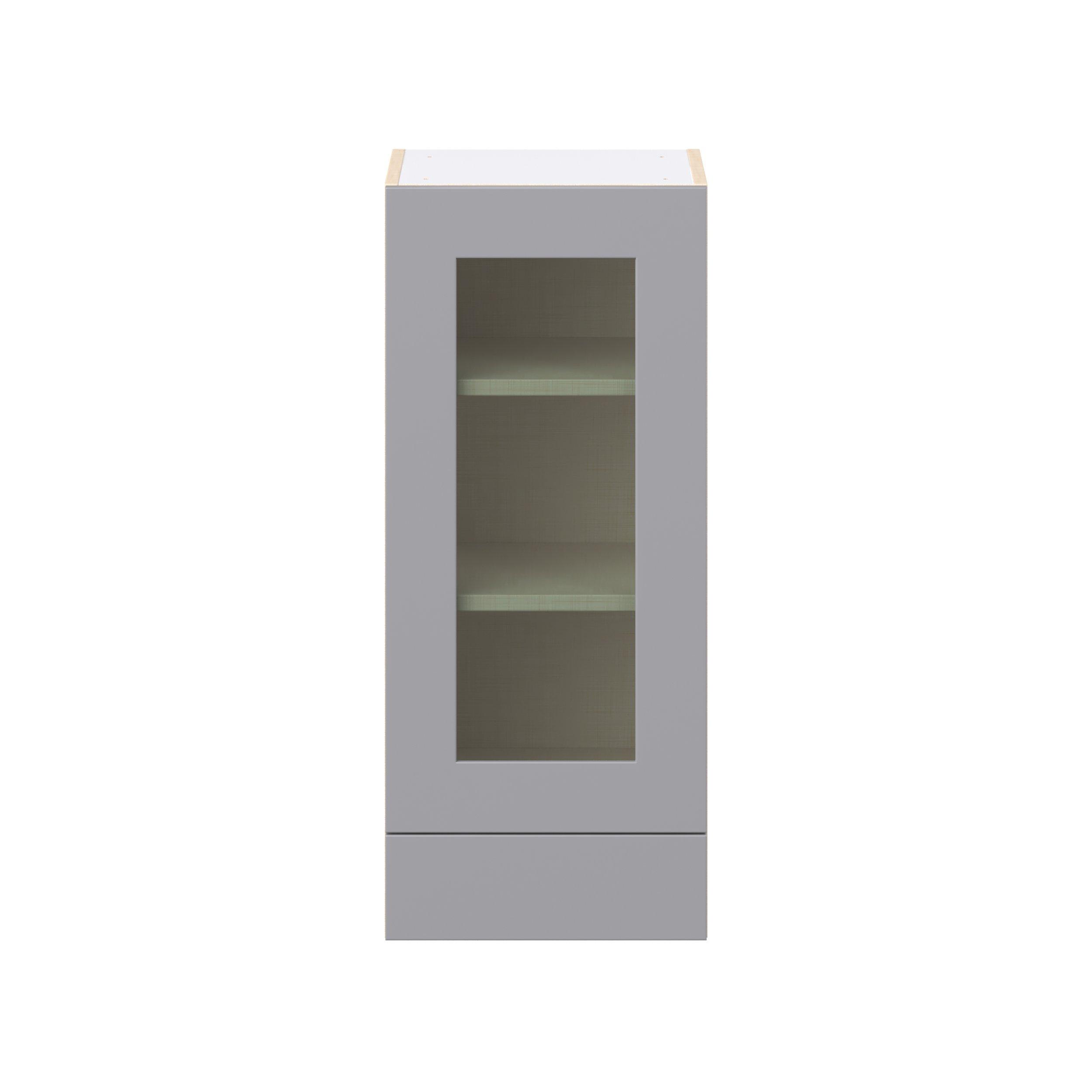 Candler 15 in. Painted Slate Gray Drawer Wall Cabinet with Glass Door