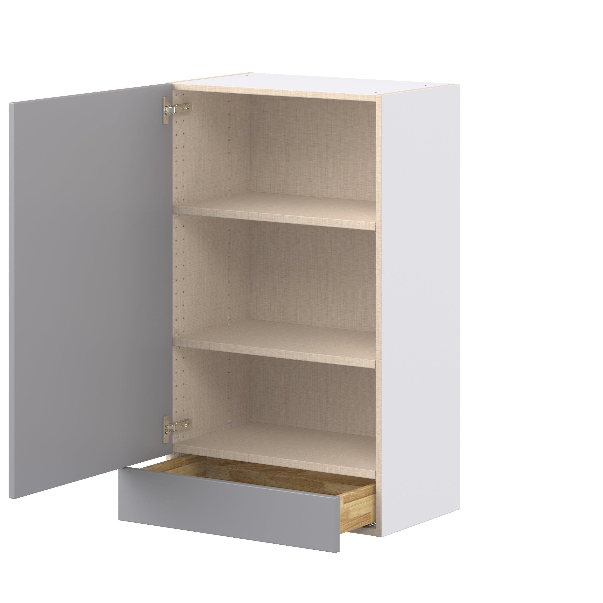 Candler 24 in. Painted Slate Gray Door and Drawer Wall Cabinet