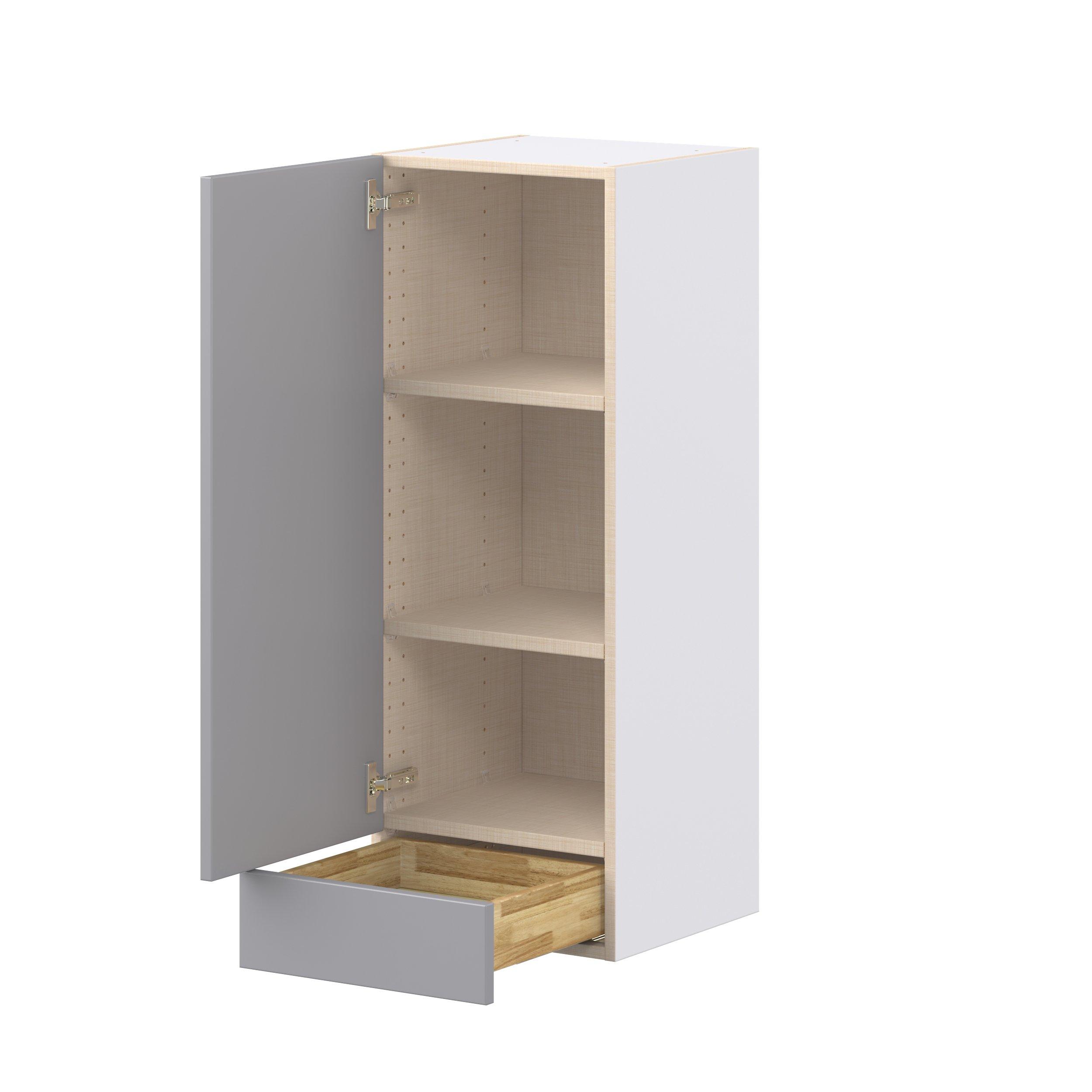Candler 15 in. Painted Slate Gray Door and Drawer Wall Cabinet