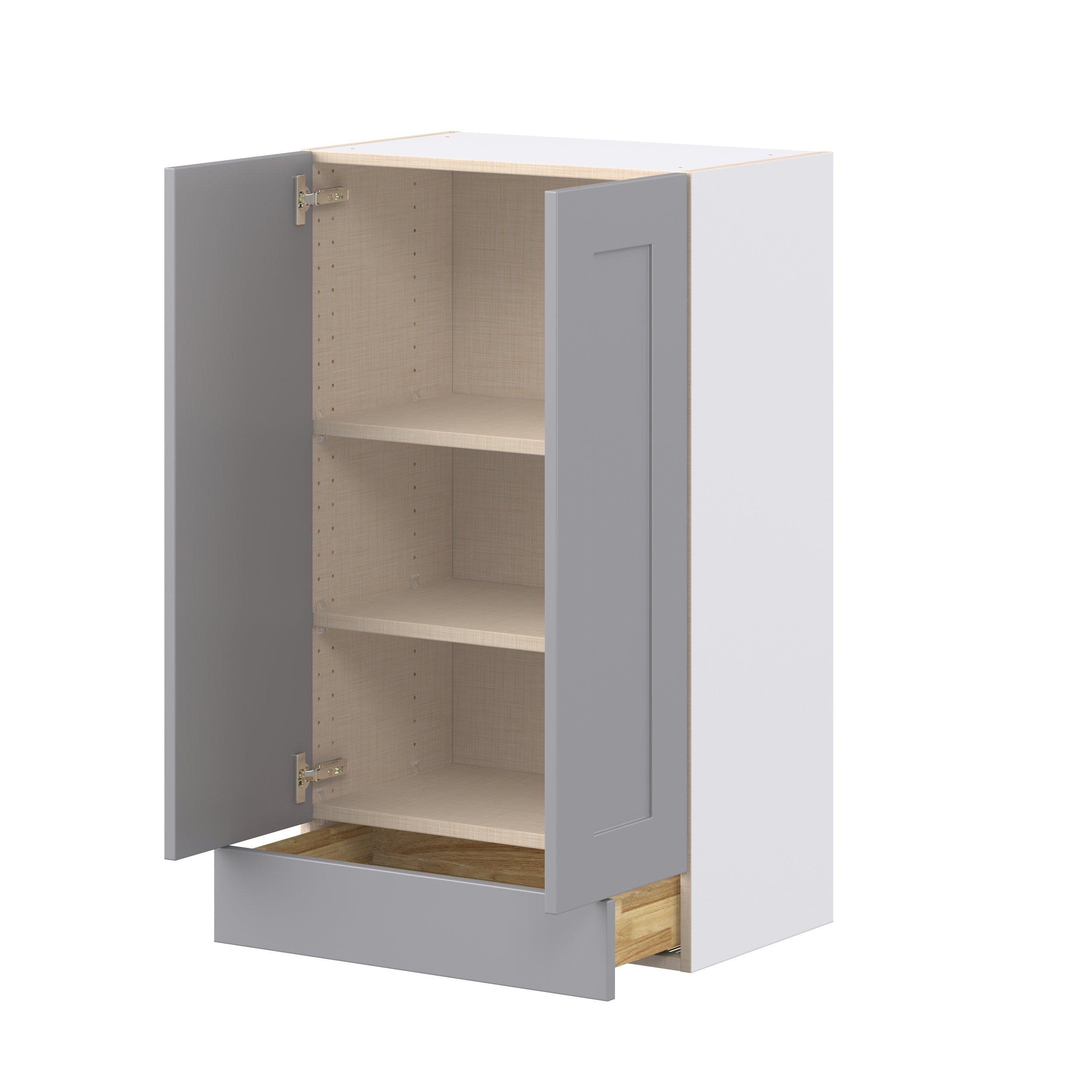 Candler 24 in. Painted Slate Gray Door and Drawer Wall Cabinet