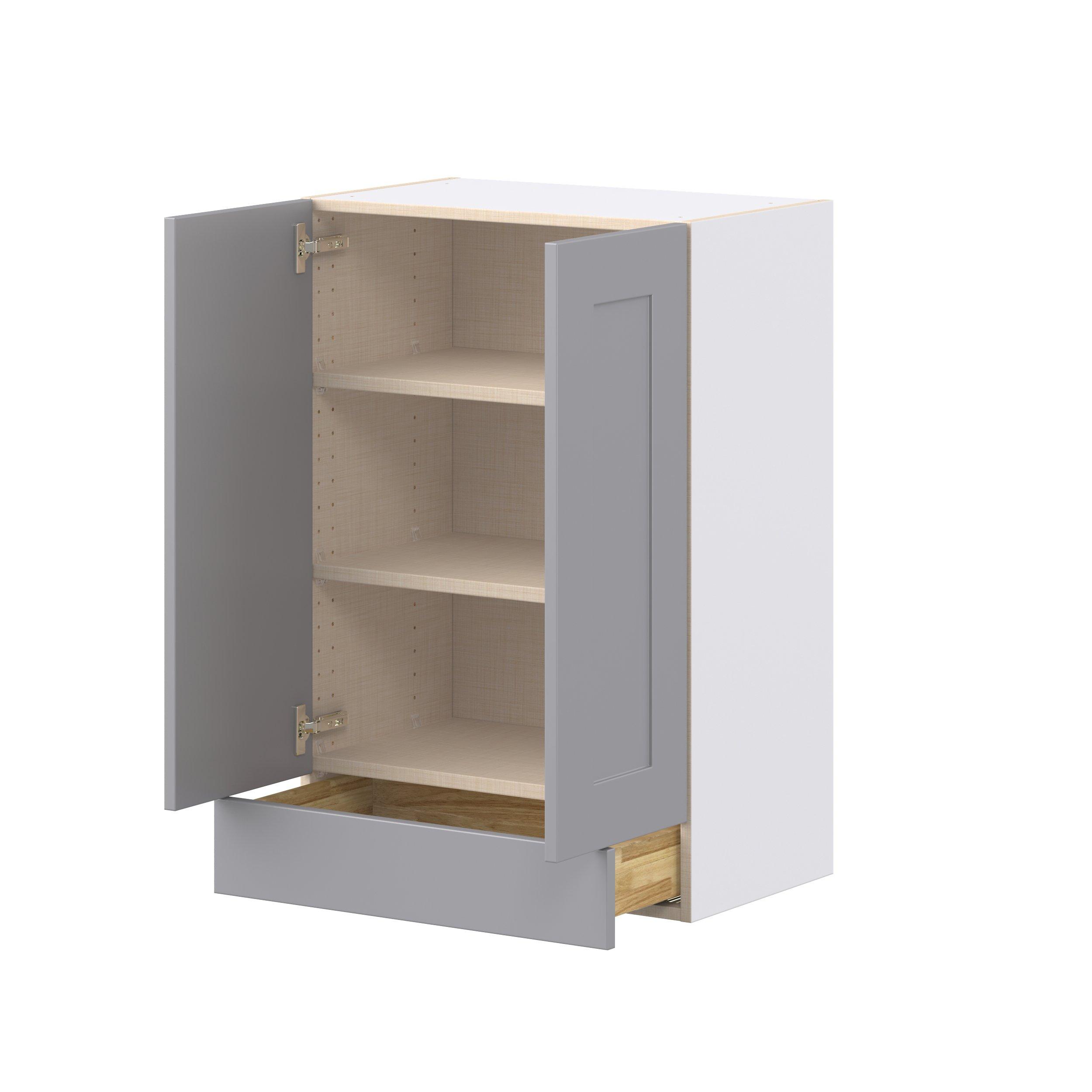 Candler 24 in. Painted Slate Gray Door and Drawer Wall Cabinet