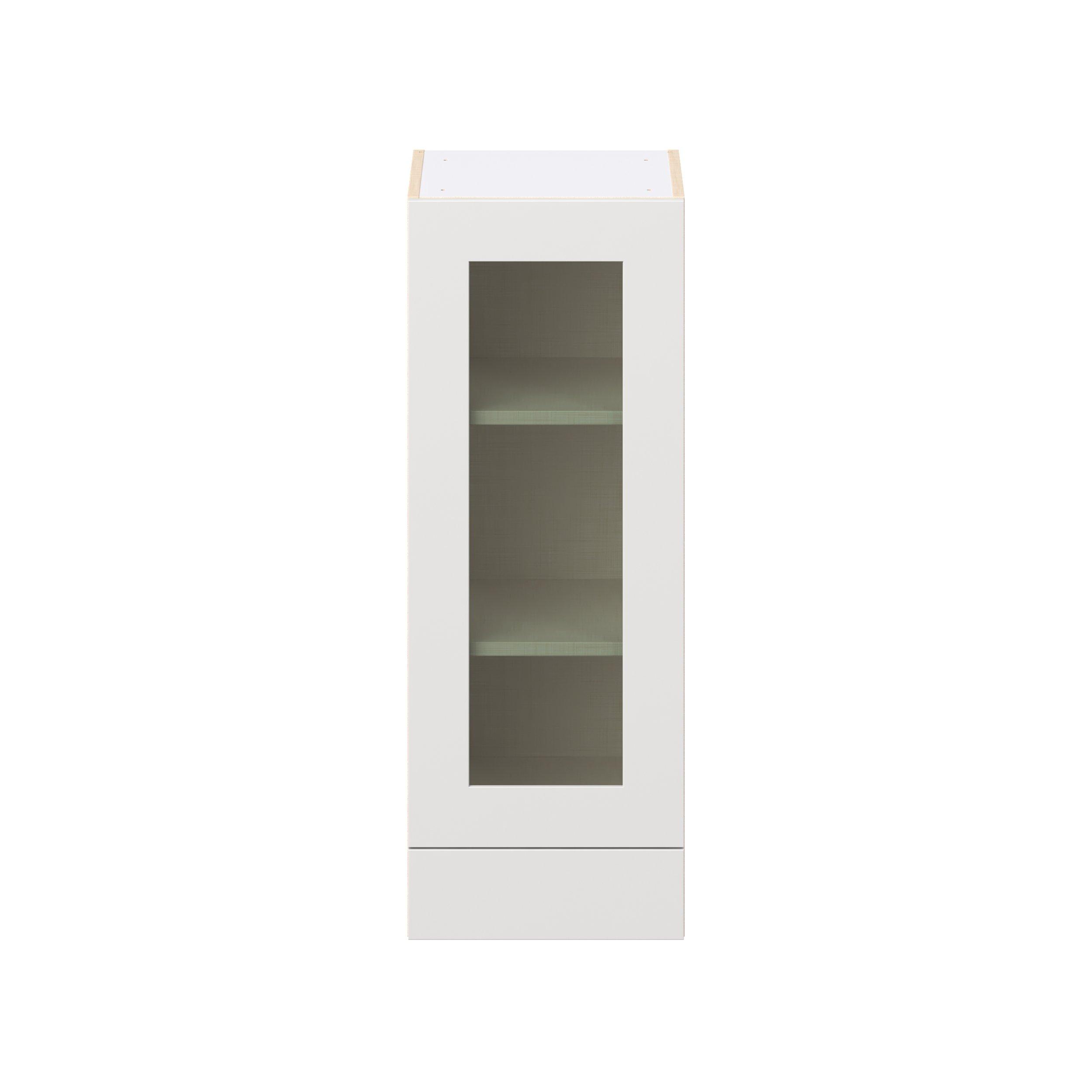Candler 15 in. Painted Warm White Drawer Wall Cabinet with Glass Door