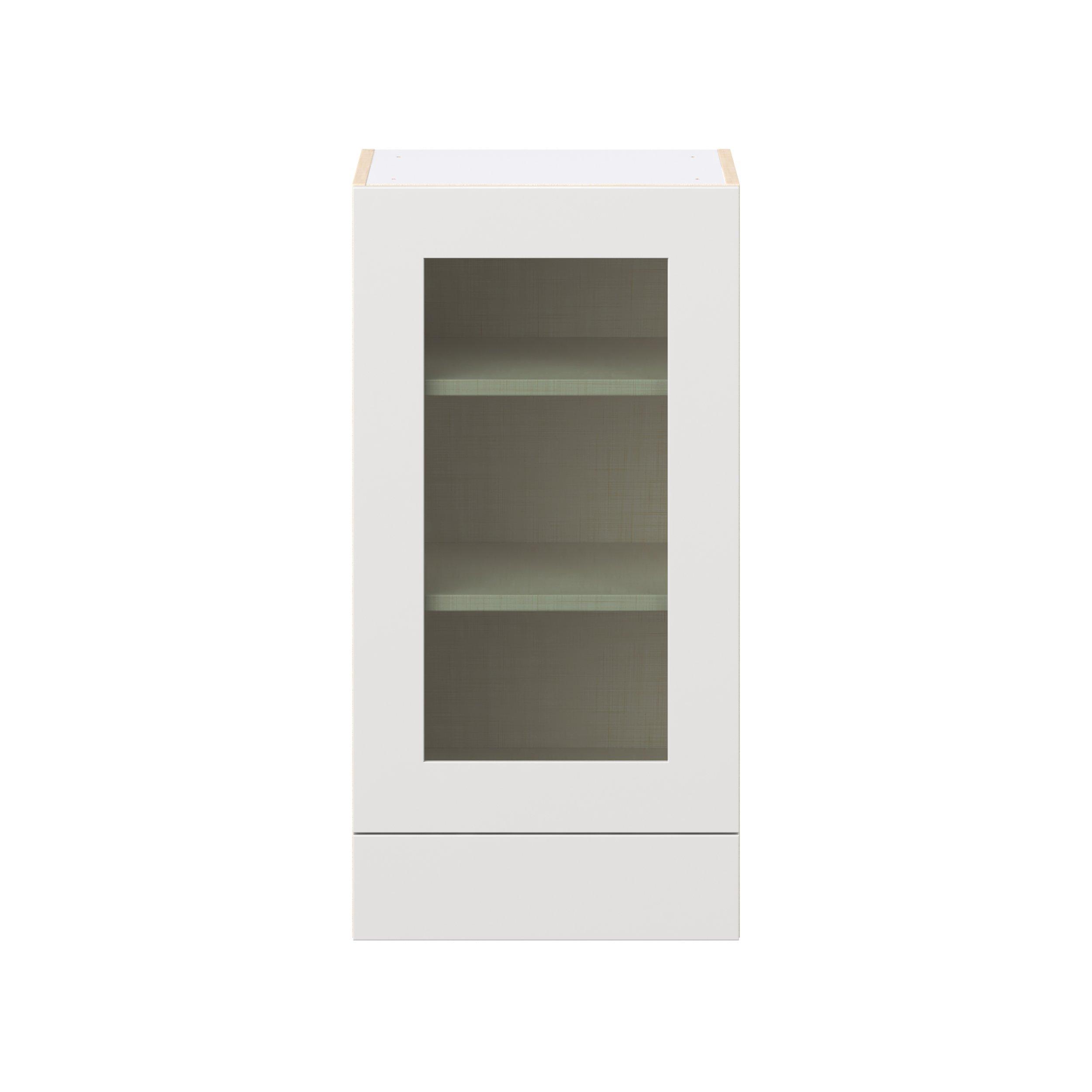 Candler 18 in. Painted Warm White Drawer Wall Cabinet with Glass Door