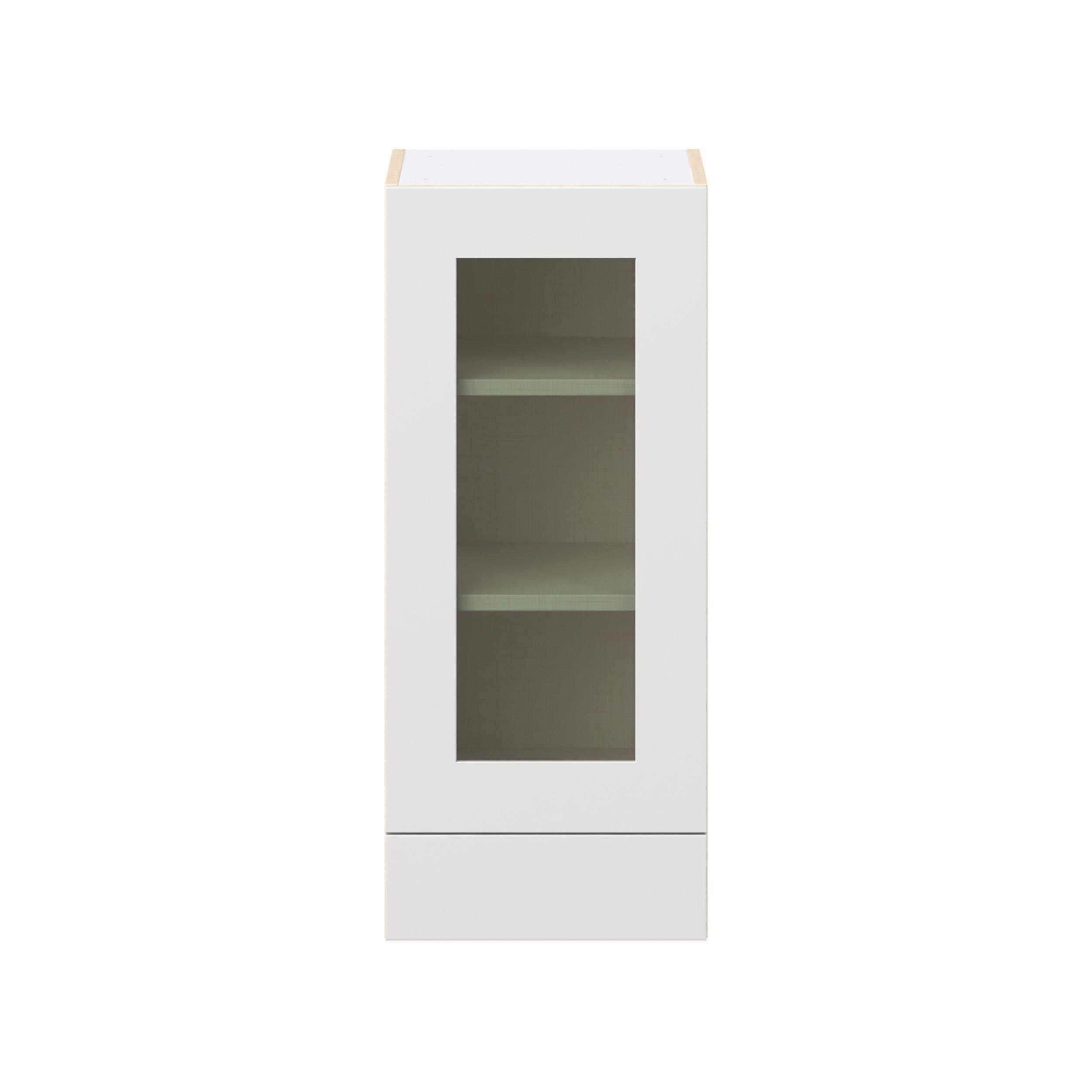 Candler 15 in. Painted Warm White Drawer Wall Cabinet with Glass Door